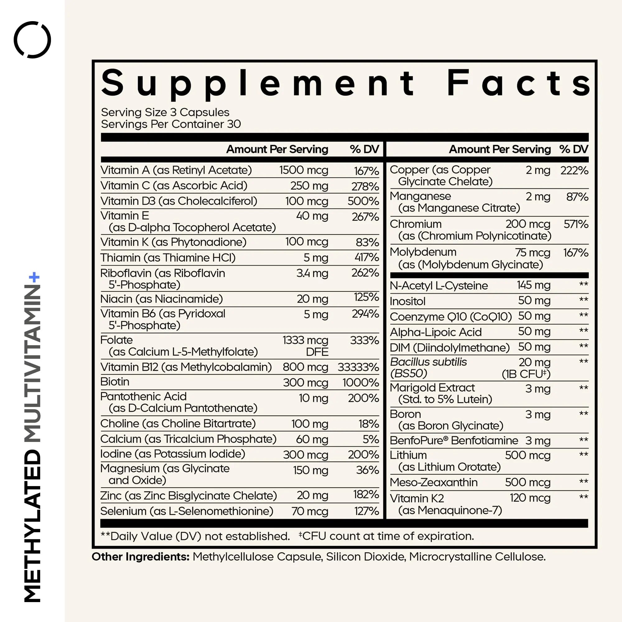 Codeage Methylated Multivitamin Supplement - B-Vitamin, Vitamins A, C, D, E, K2, B12 Methylcobalamin - L-Methylfolate - Magnesium, CoQ10, DIM, Probiotics Codeage uk supplements