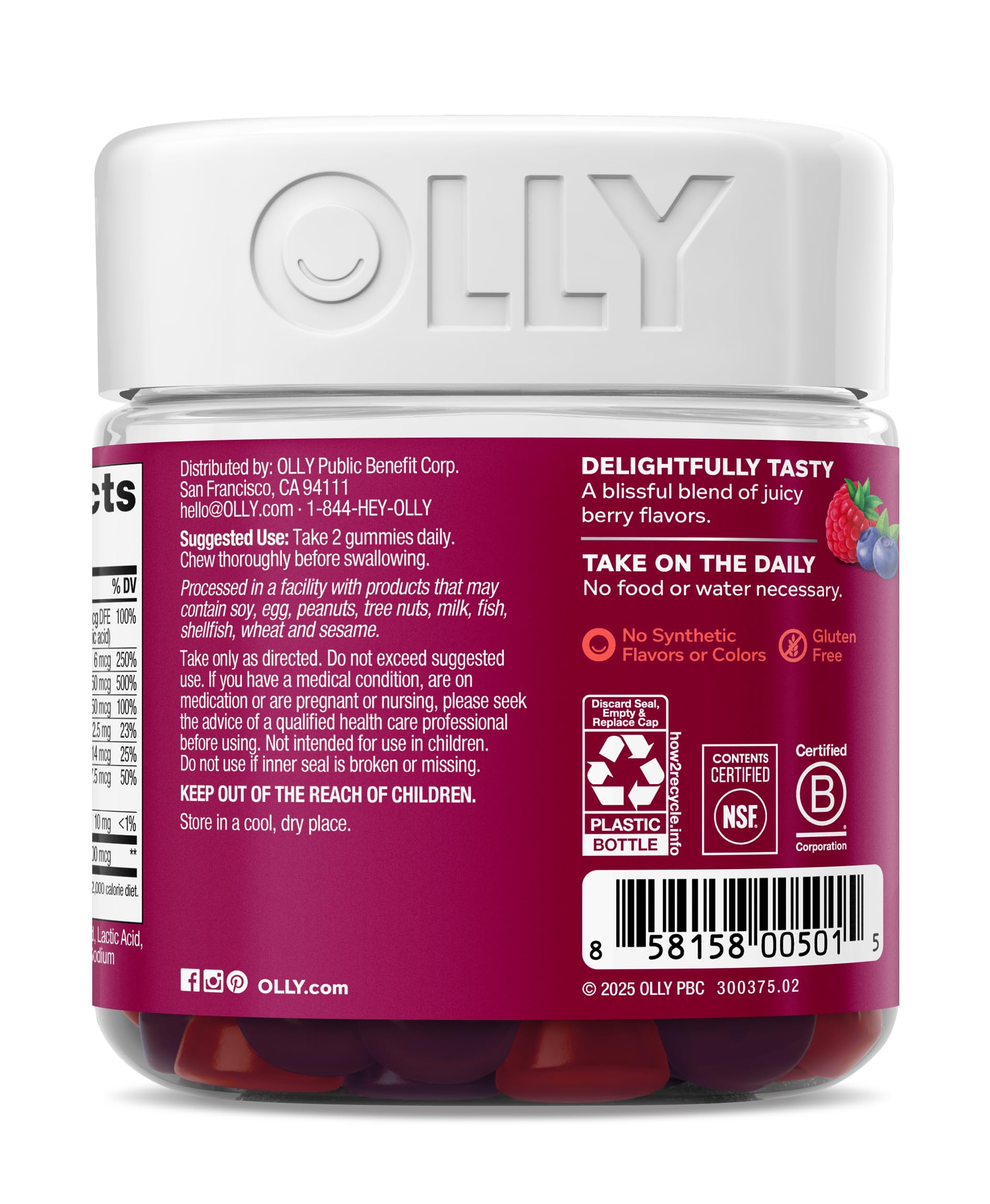 OLLY Women's Multivitamin Gummy, Vitamins A, D, C, E, Biotin, Folic Acid, Adult Chewable Vitamin, Berry Flavor OLLY uk supplements
