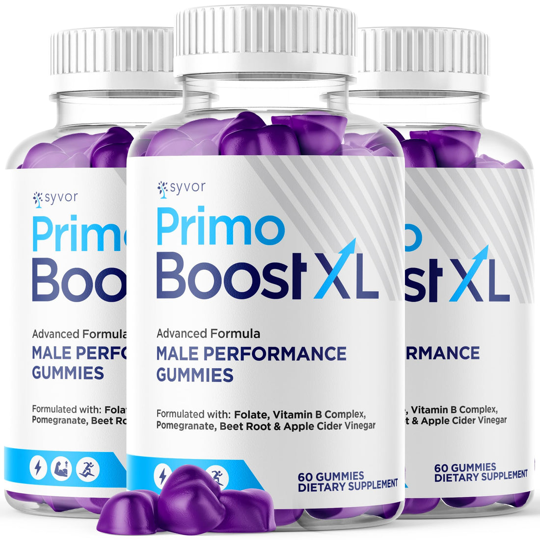 (3 Pack) Primo Boost XL Gummies, Official Primo Boost XL Gummys with All Natural Ingredients, Advanced PrimoBoost Health & Wellness Formula with Max Strength Active Lifestyle Vitamins (180 Gummies) Syvor uk supplements