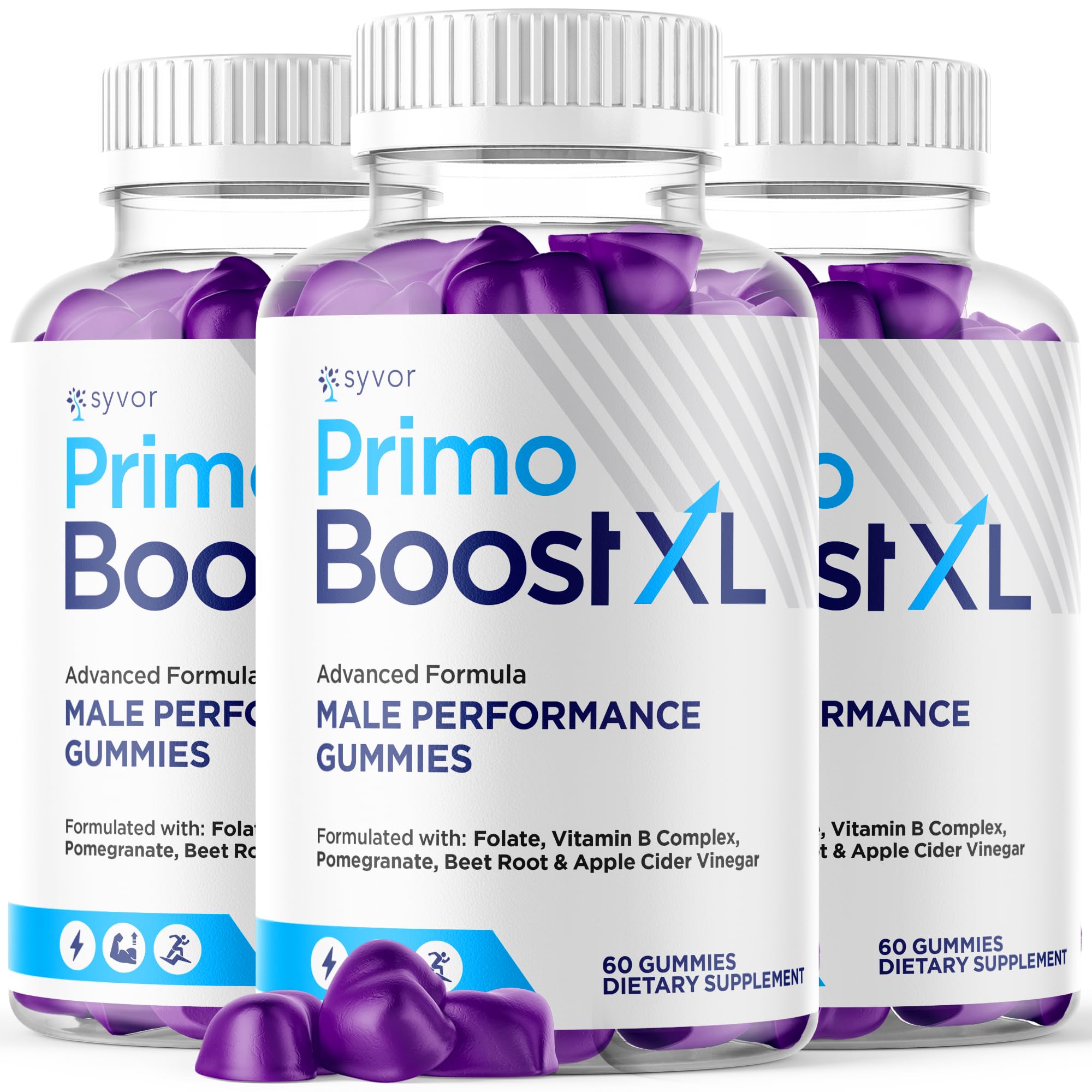 (3 Pack) Primo Boost XL Gummies, Official Primo Boost XL Gummys with All Natural Ingredients, Advanced PrimoBoost Health & Wellness Formula with Max Strength Active Lifestyle Vitamins (180 Gummies) Syvor uk supplements