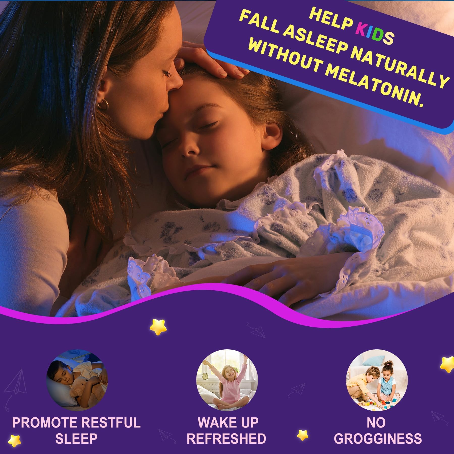 LILICARE Kids Sleep Gummies - Magnesium Glycinate Gummies, Melatonin Free Sleep Aid | Magnesium, Calcium, D3, B6, L Theanine | Kid Melatonin Alternative for Restful Sleep (Pack of 2) LILICARE uk supplements