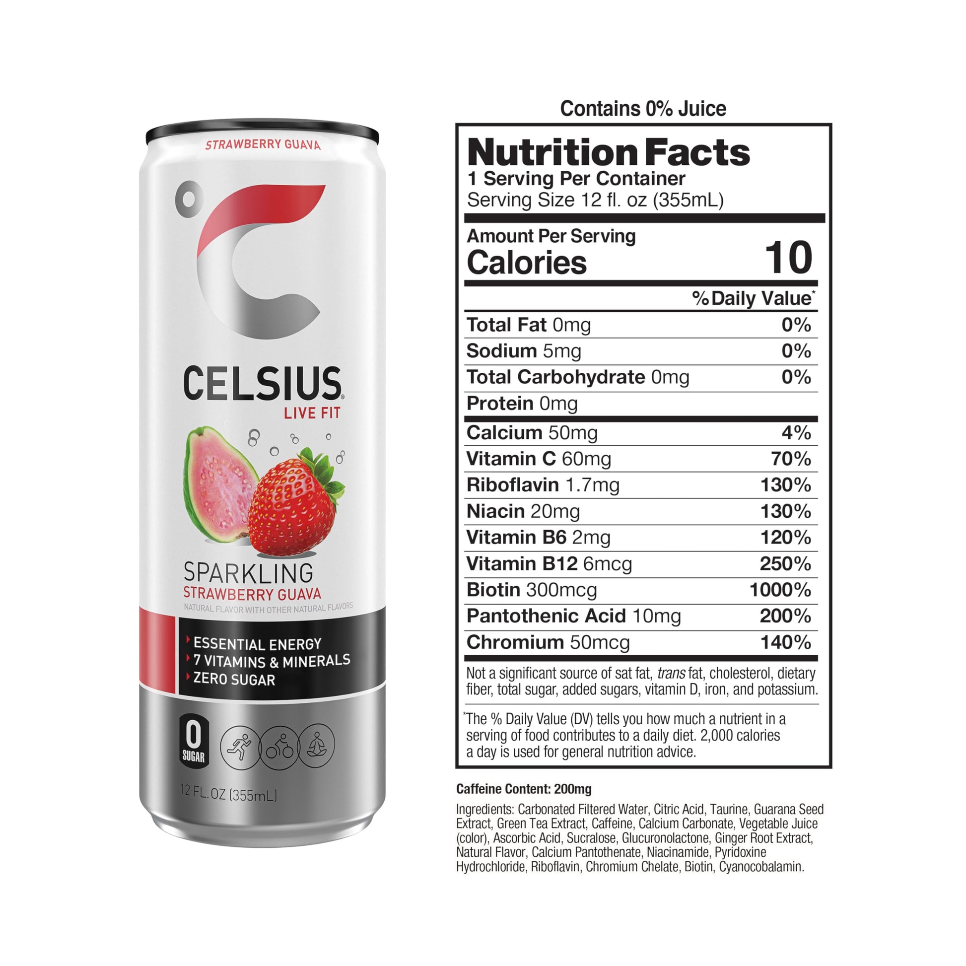 CELSIUS Sparkling Strawberry Guava, Functional Essential Energy Drink 12 Fl Oz (Pack of 12) CELSIUS uk supplements