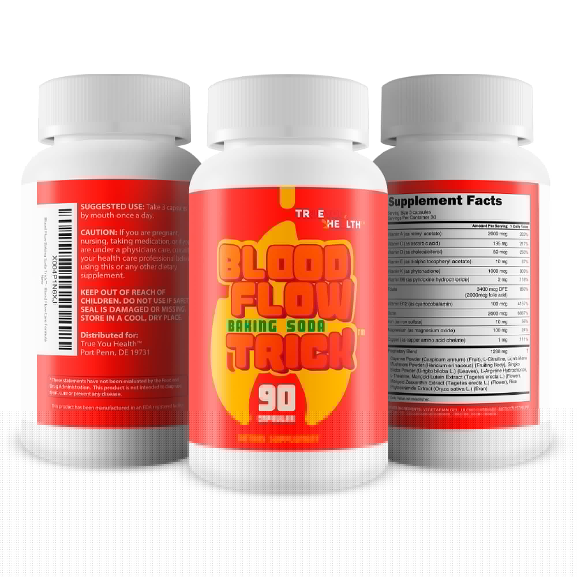 Baking Soda Trick for Men - Our Best Blood Flow Pills - Male Circulation Supplement for Advanced Blood Flow Care - Natural Circulation Supplements - Blood Circulation Supplements for Men True You Health uk supplements