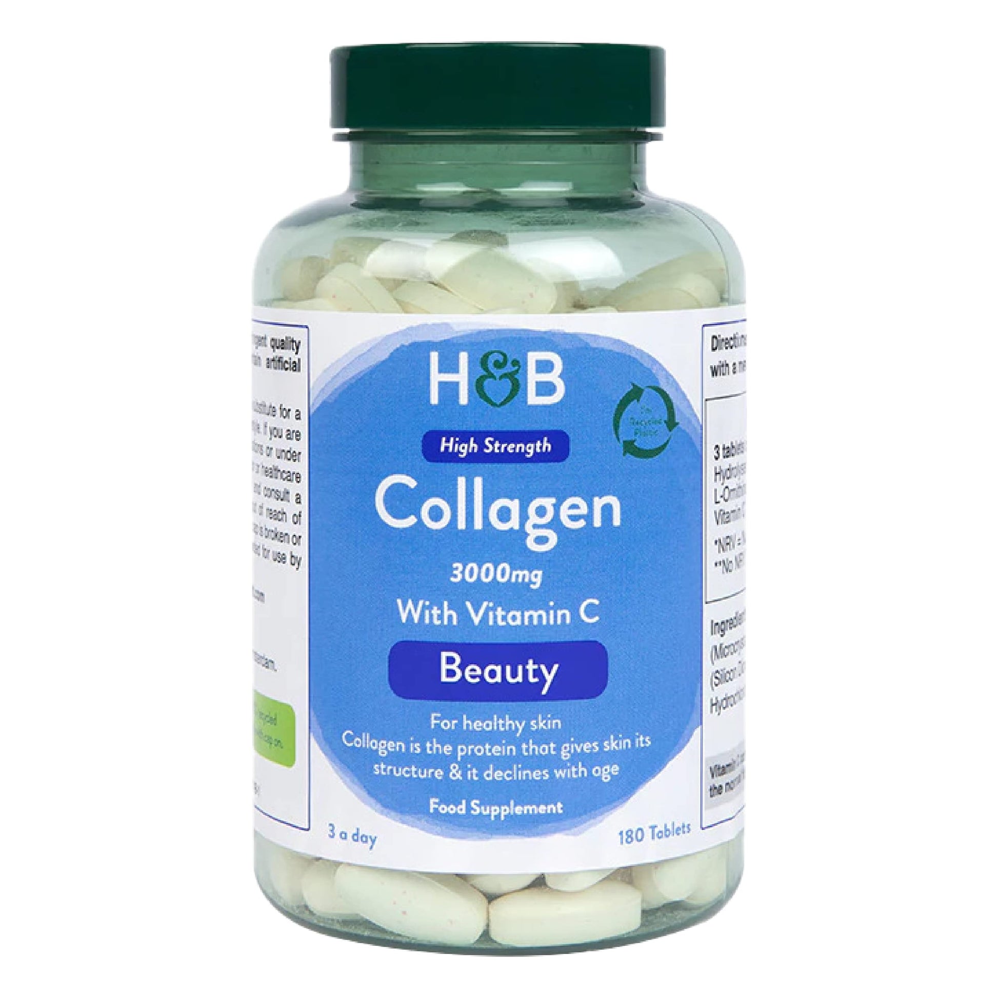 Holland & Barrett Bovine Collagen Tablet 3000mg - Type I Collagen Peptides - Hydrolysed Collagen with Vitamin C - Hair, Skin & Nails Holland & Barrett uk supplements