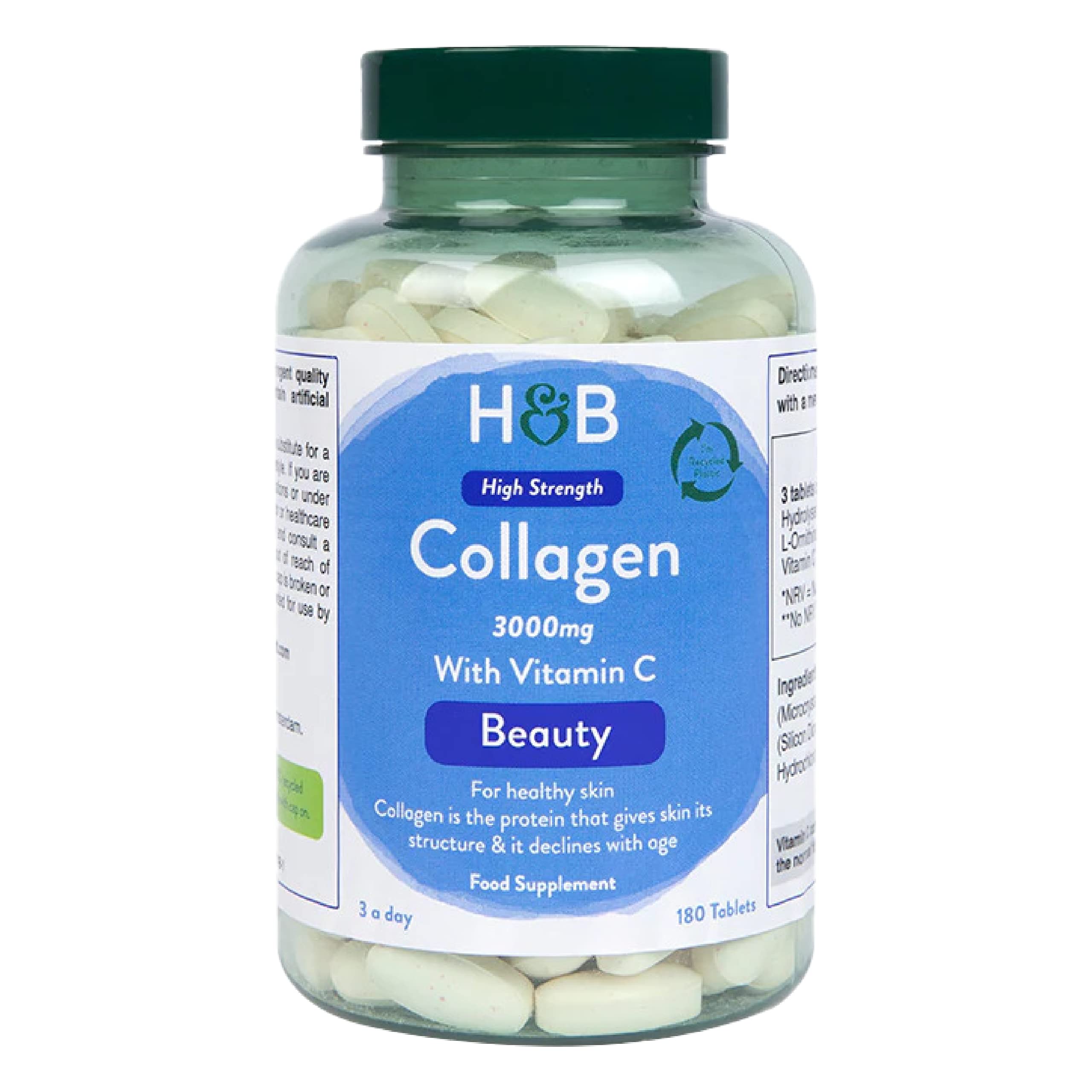 Holland & Barrett Bovine Collagen Tablet 3000mg - Type I Collagen Peptides - Hydrolysed Collagen with Vitamin C - Hair, Skin & Nails Holland & Barrett uk supplements