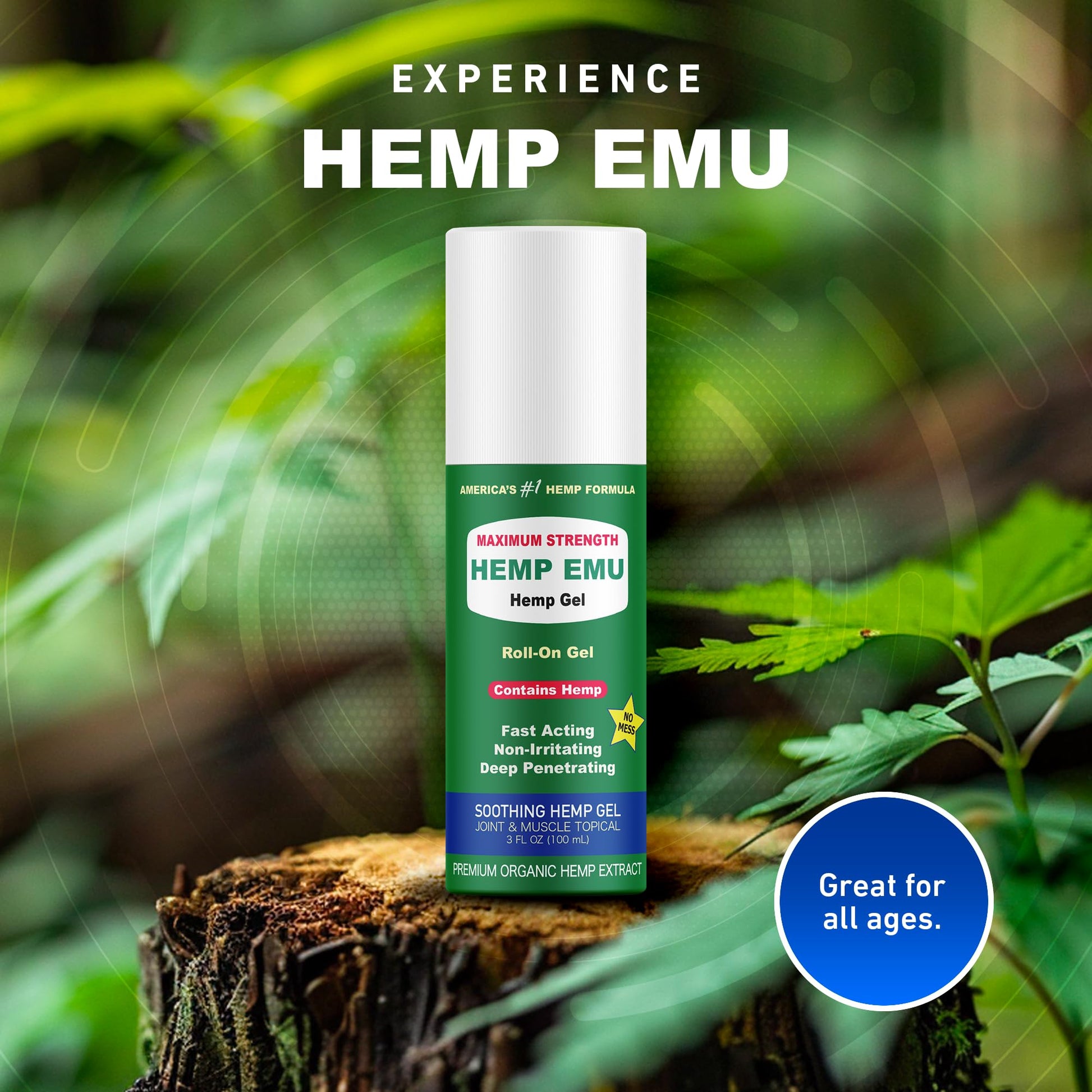 Hemp Emu - Hemp Roll On Gel - Muscle Rub for Back & Joint Discomfort - Soothing Gel with Organic Hemp Oil, Emu Oil, Menthol, Eucalyptus, Aloe Vera Hemp Emu uk supplements