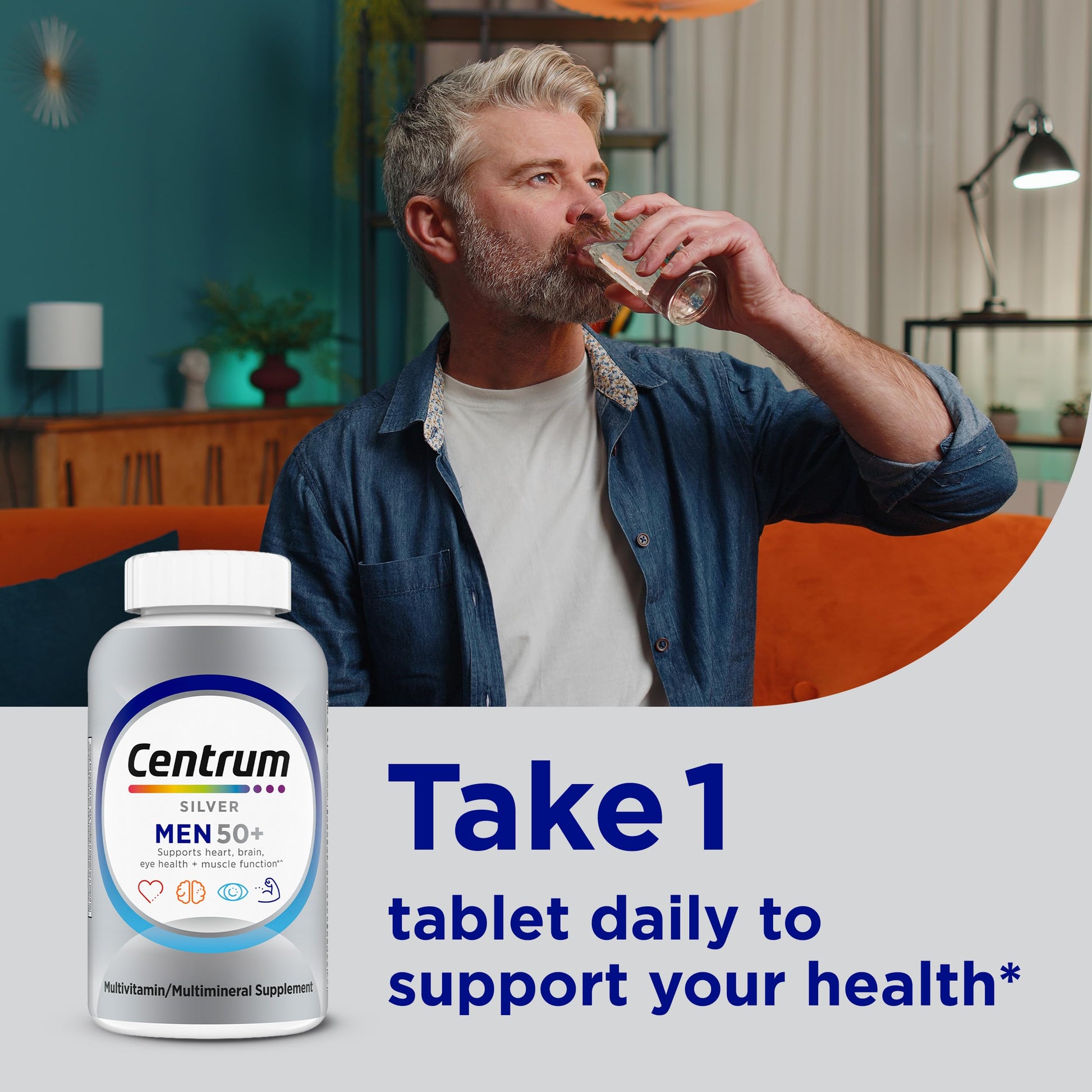 Centrum Silver Multivitamin for Men 50 Plus, Multimineral Supplement, Vitamin D3, B-Vitamins and Zinc, Gluten Free, Non-GMO Ingredients, Supports Memory Centrum uk supplements
