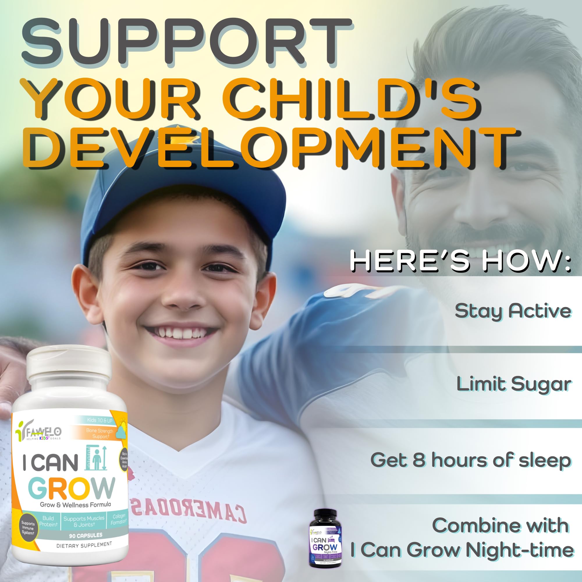 I Can Grow (3 Pack) Height Boosters for Kids 10+, Teen Vitamins for tru Height - Natural Growth Supplement for Optimal Development - Supports Bone Strength and Immune Health with Colostrum Fawelo uk supplements