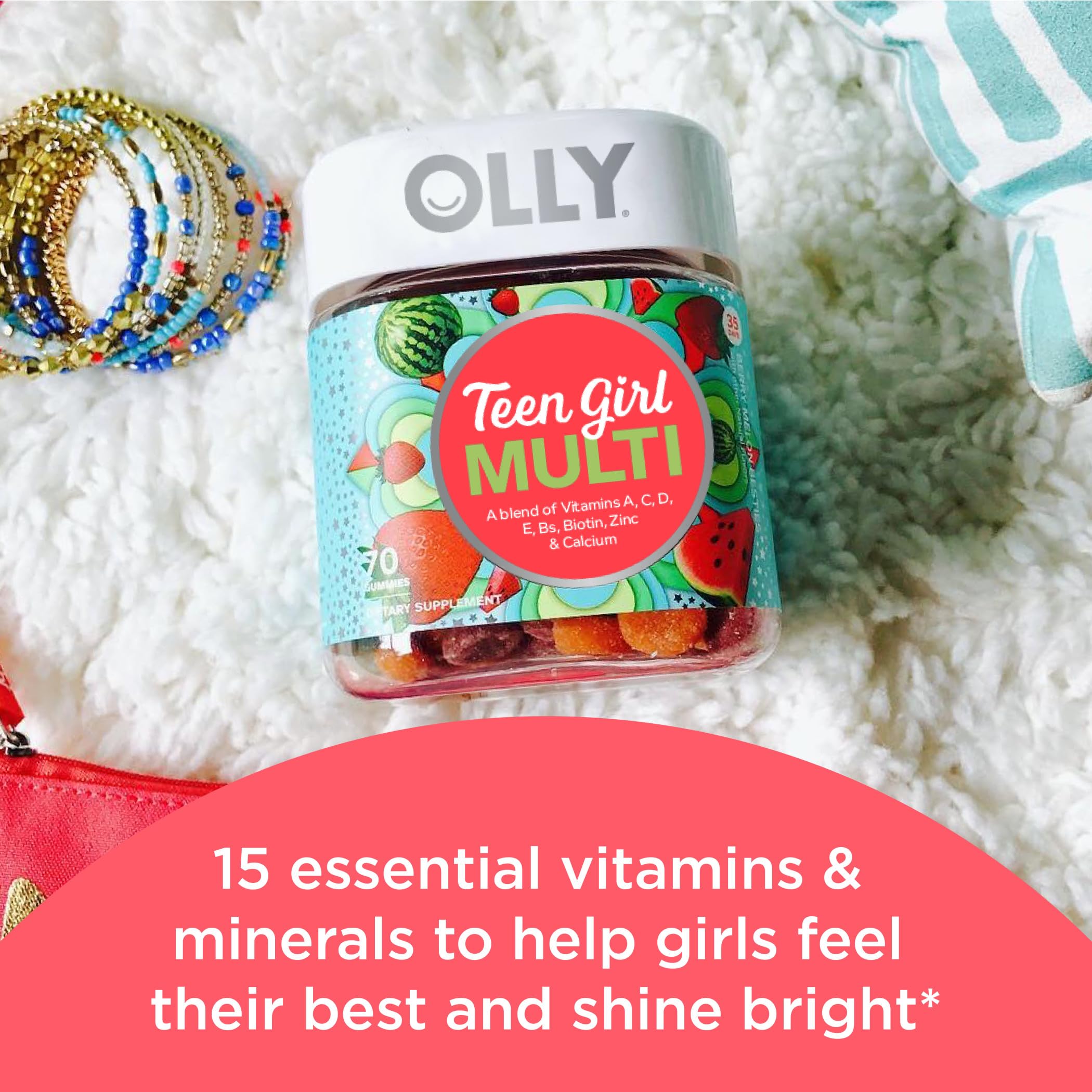 OLLY Teen Girl Multi Gummy, Healthy Skin and Immune Support, 15 Essential Vitamins OLLY uk supplements