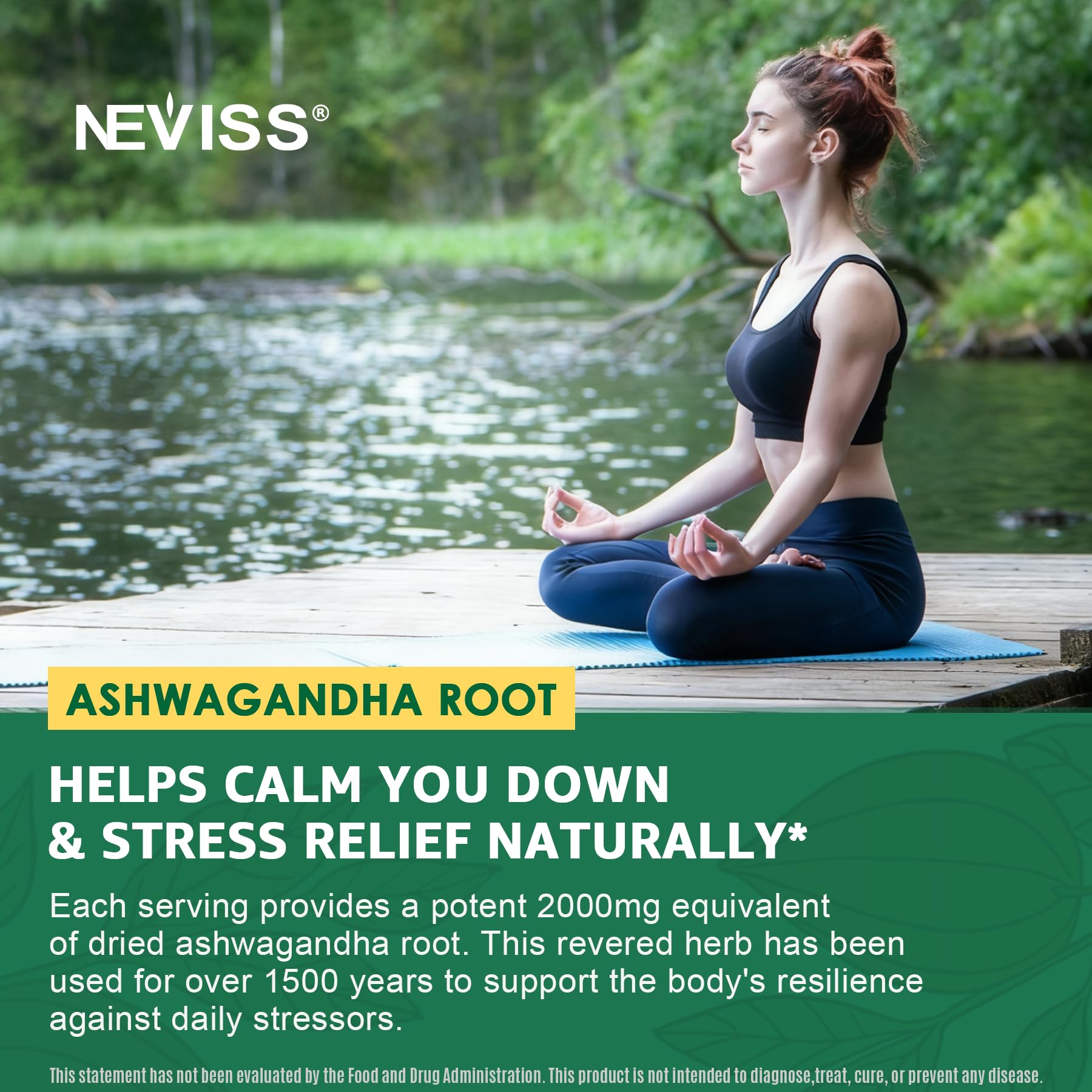 NEVISS Ashwagandha Gummies 2000mg, Feel Refreshed, Plus Proprietary Blend with L-Theanine, 5-HTP, Lemon Balm, Magnesium for Calm, Zzzs & Relaxation Support, 120 Count NEVISS uk supplements