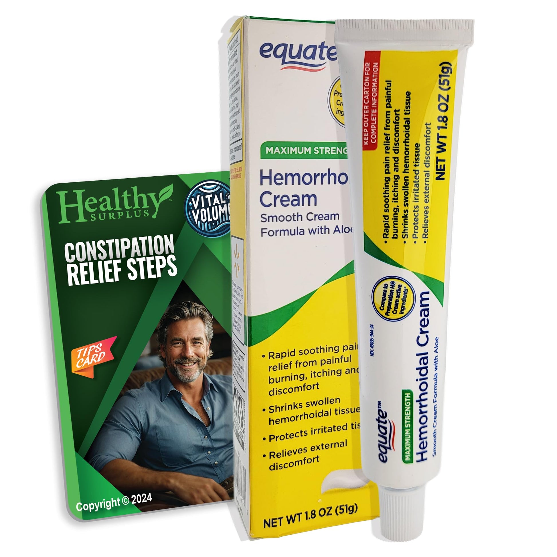 Healthy Surplus Equate Hemorrhoidal Cream/Ointment 1.8 OZ (51g) and Vital Volumes Tips Card Bundle Healthy Surplus uk supplements
