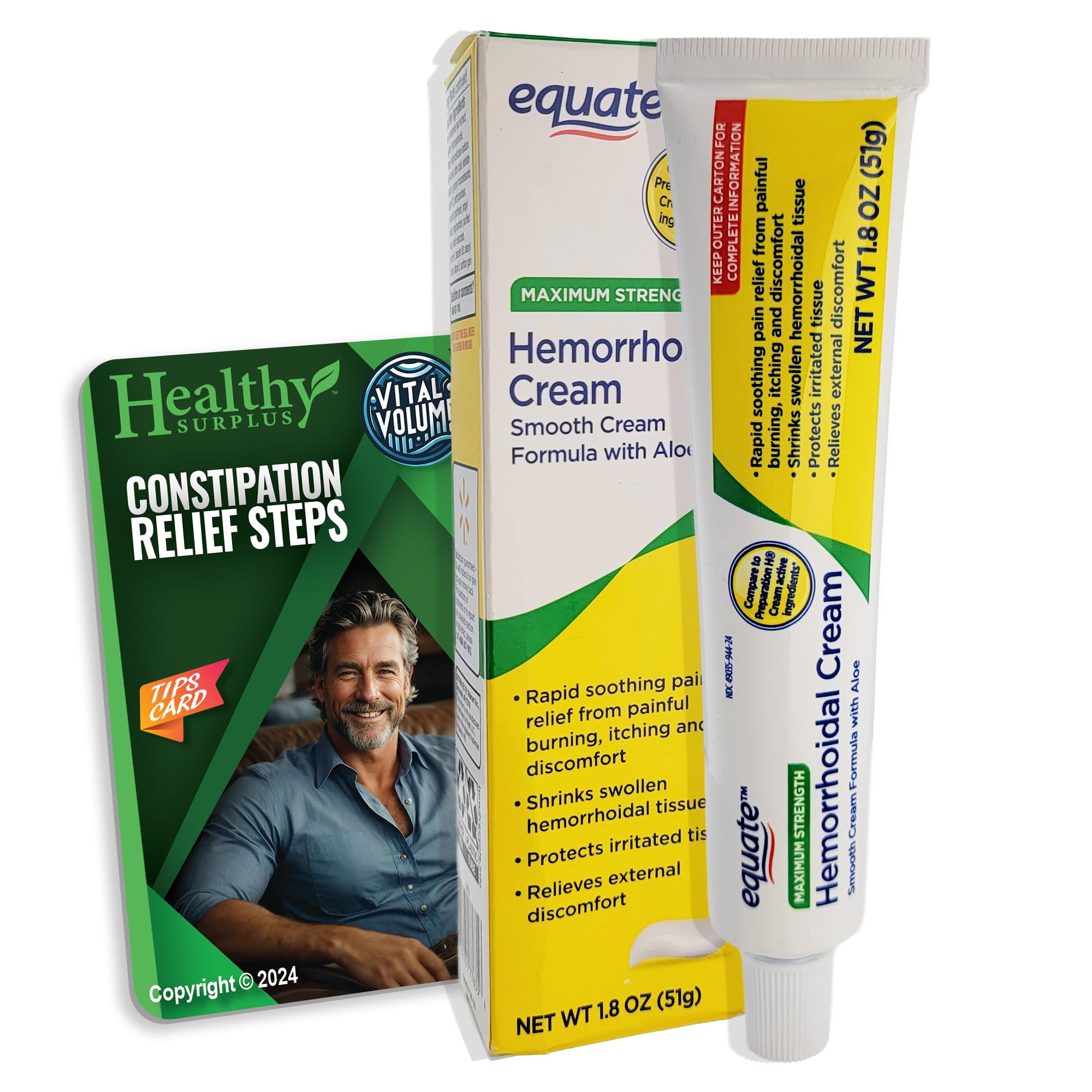 Healthy Surplus Equate Hemorrhoidal Cream/Ointment 1.8 OZ (51g) and Vital Volumes Tips Card Bundle Healthy Surplus uk supplements