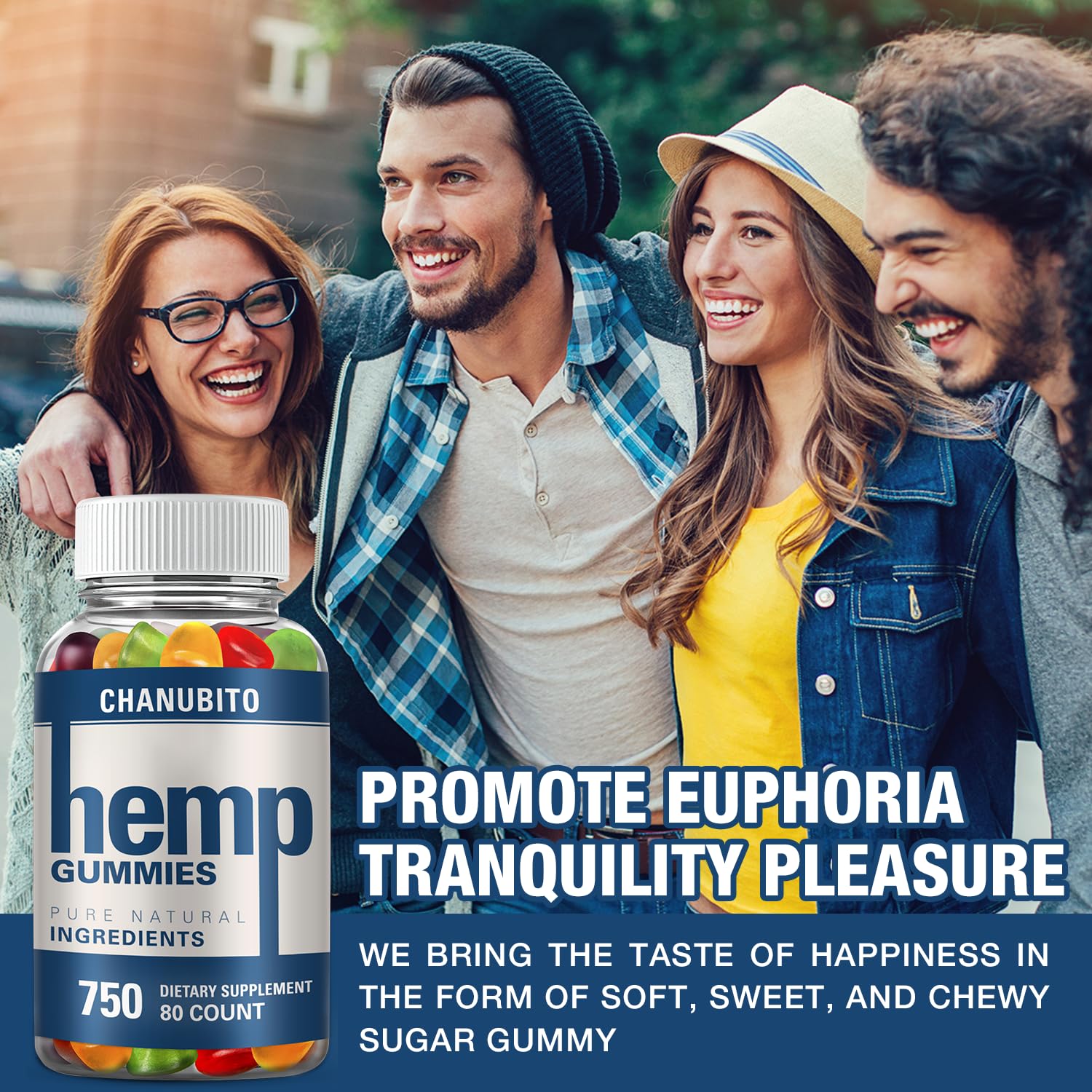 Hemp Gummies Organic High Potency Hemp Supplement - Pain, Sleep, Stress CHANUBITO uk supplements