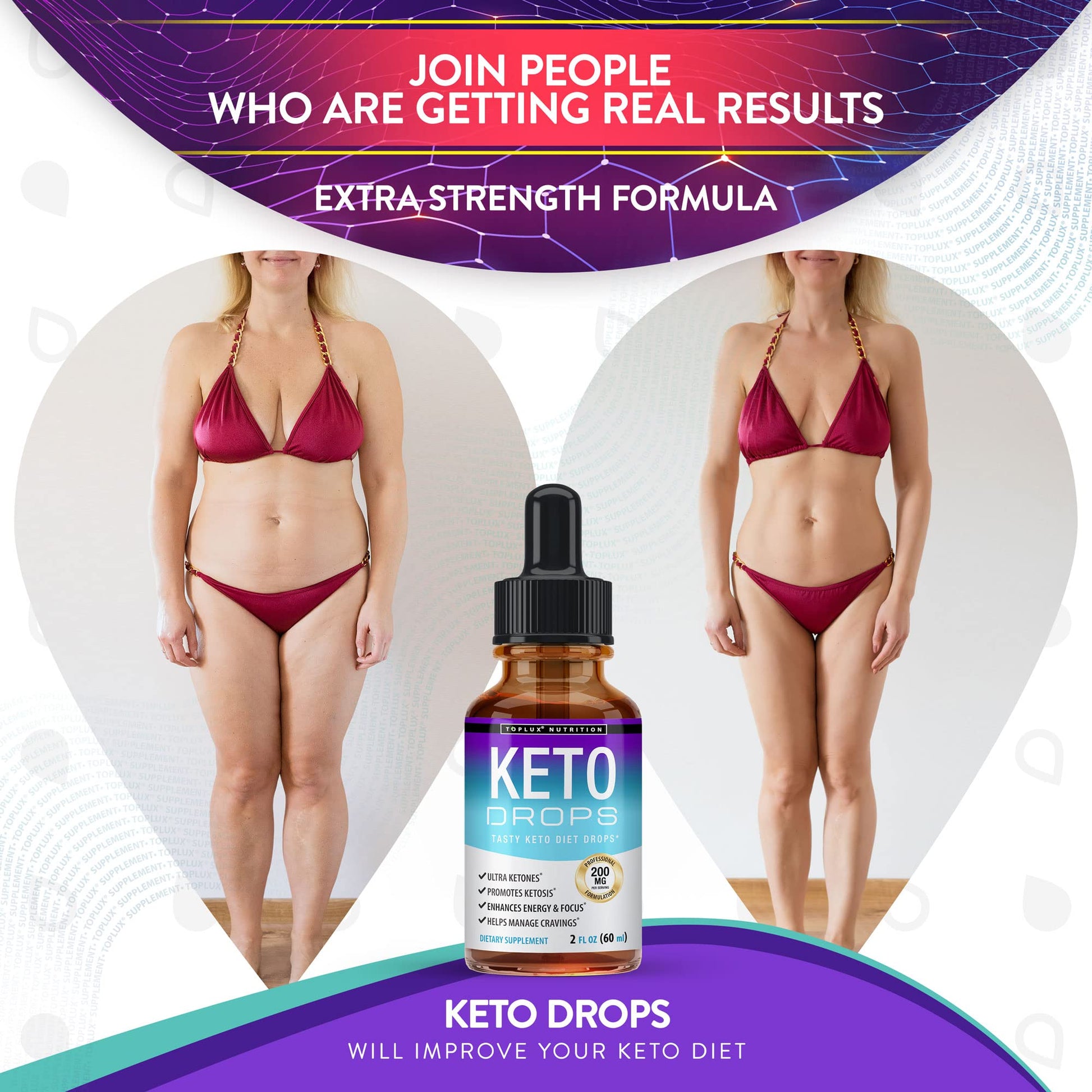 Keto Diet Drops Weight Loss Ketogenic Supplement - Premium Fat Burner Formula Toplux uk supplements