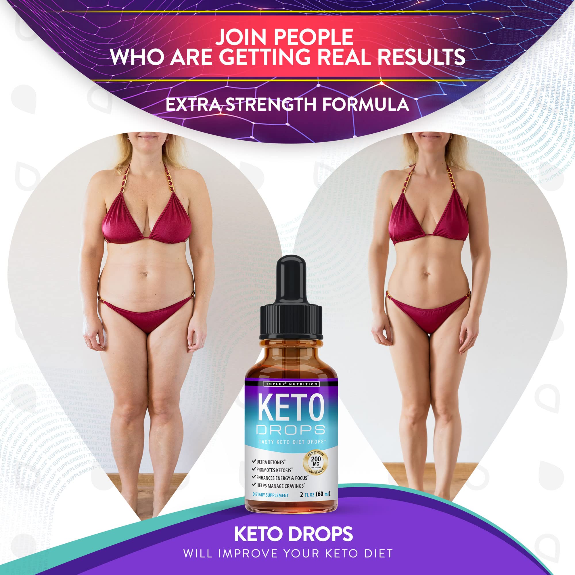 Keto Diet Drops Weight Loss Ketogenic Supplement - Premium Fat Burner Formula Toplux uk supplements
