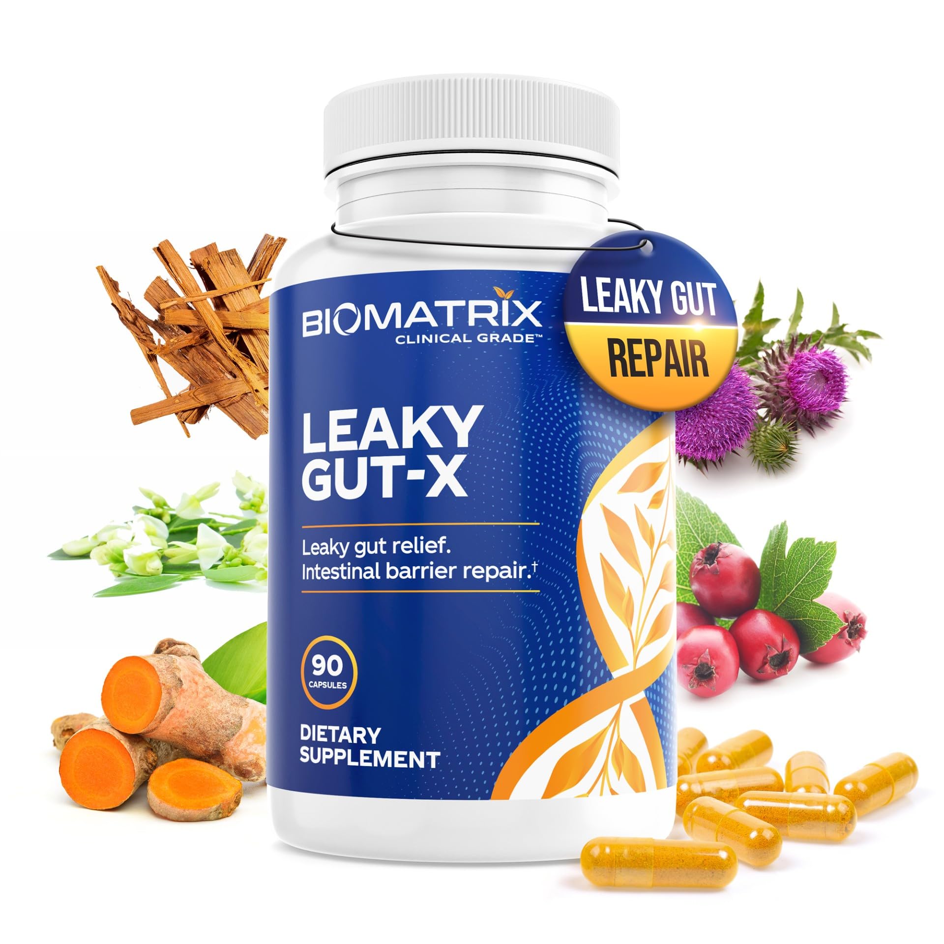 BioMatrix Leaky Gut Repair Supplement w/Glutamine, Quercetin, Cat's Claw, MSM, SIBO, Prebiotic Support, Intestinal Barrier Revive for Men and Women | 60-Day Supply – Leaky Gut-X BioMatrix uk supplements