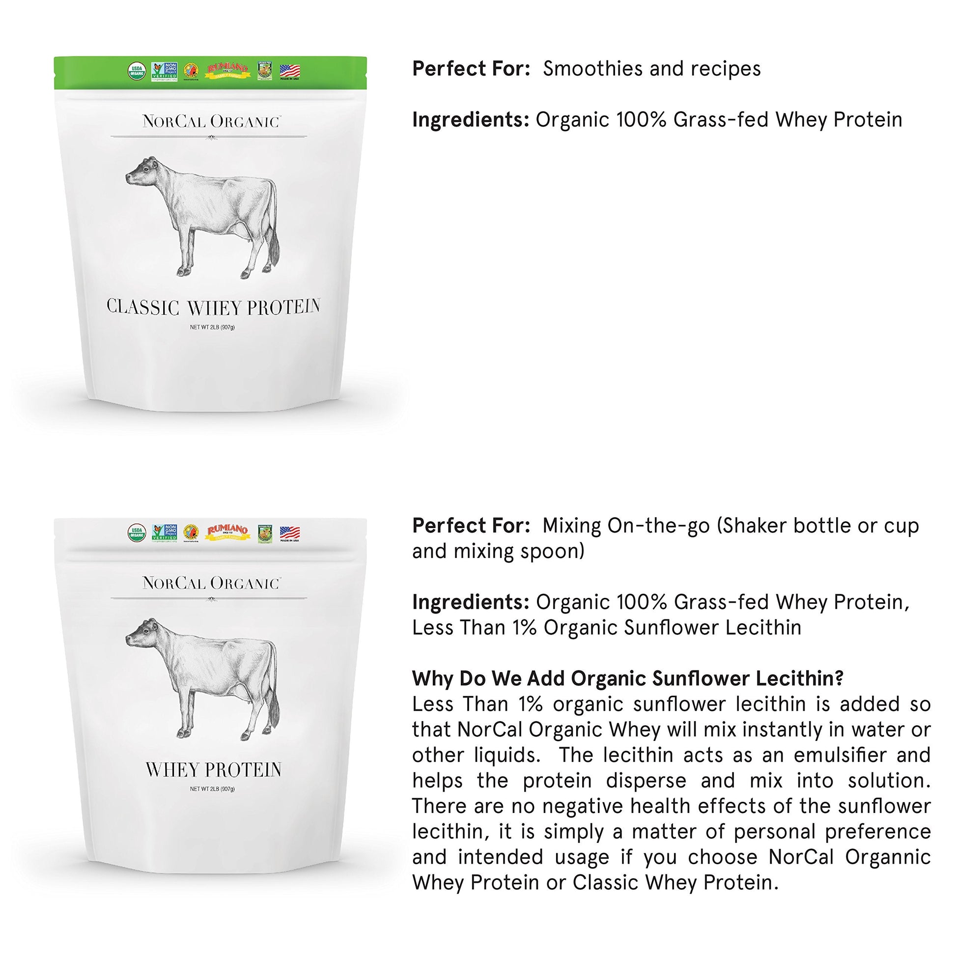 NorCal Organic Unflavored Whey Protein - 2lbs Bulk | 100% Grass-Fed, USDA Certified NorCal Organic uk supplements