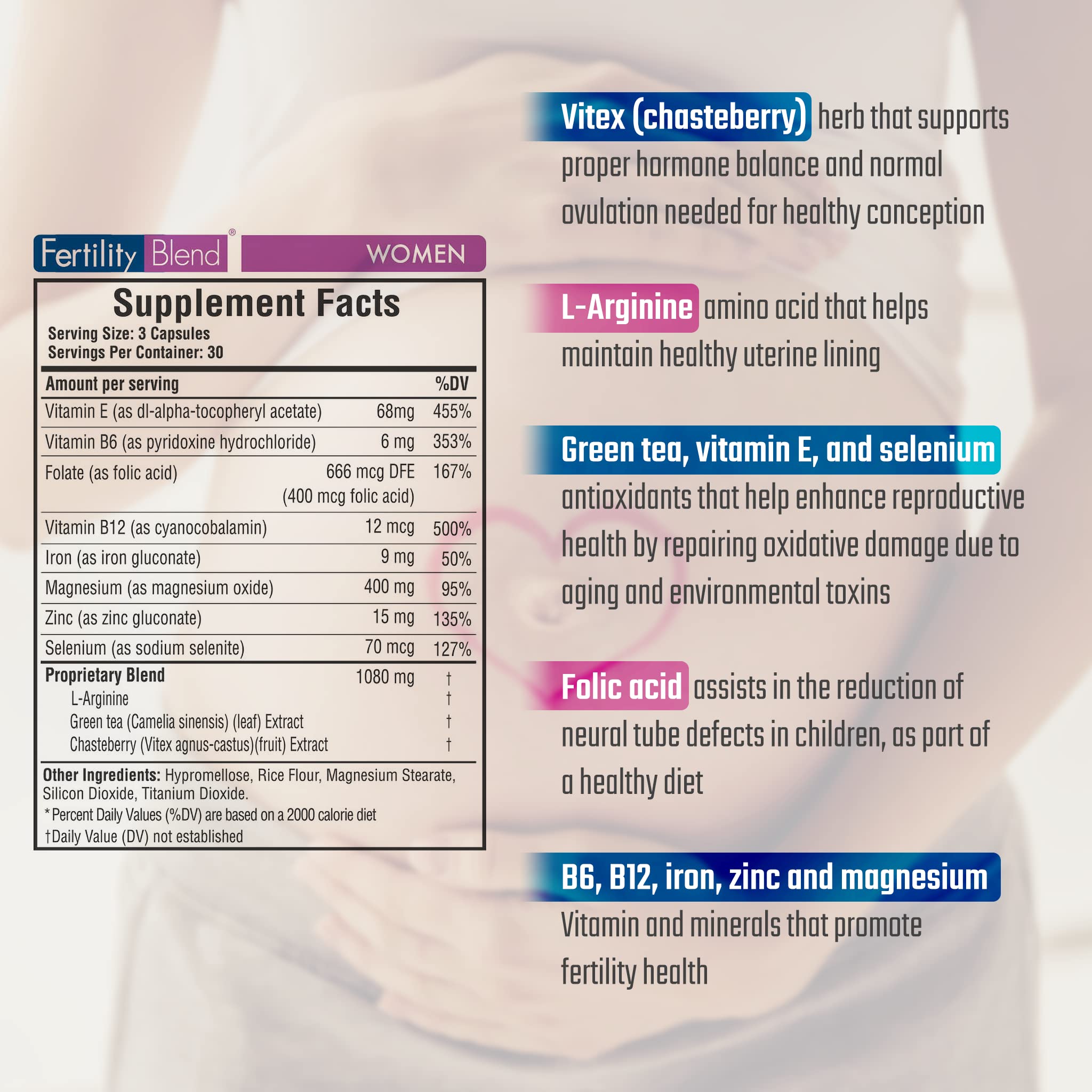 Daily Wellness Fertility Blend for Women - Fertility Supplements for Women, Conception Fertility Prenatal Vitamins, Trying to Conceive Progesterone Supplements, Cycle Support Conception Pills - 1 Pack Fertility Blend uk supplements