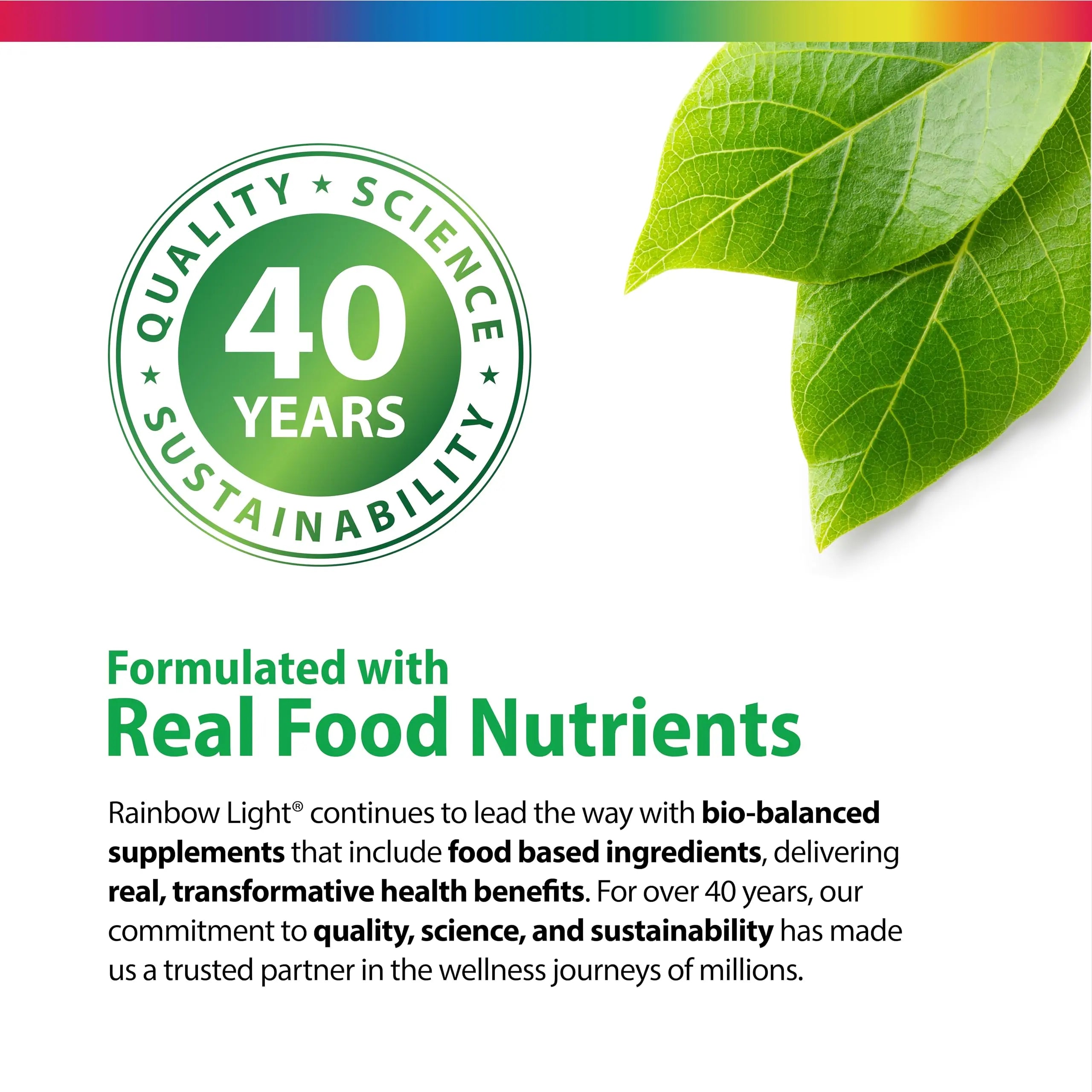 Rainbow Light Teen Multivitamin | 45 Caplets | for Boys and Girls | with DermaComplex, Real Food Nutrients & Iron | Rainbow Light uk supplements