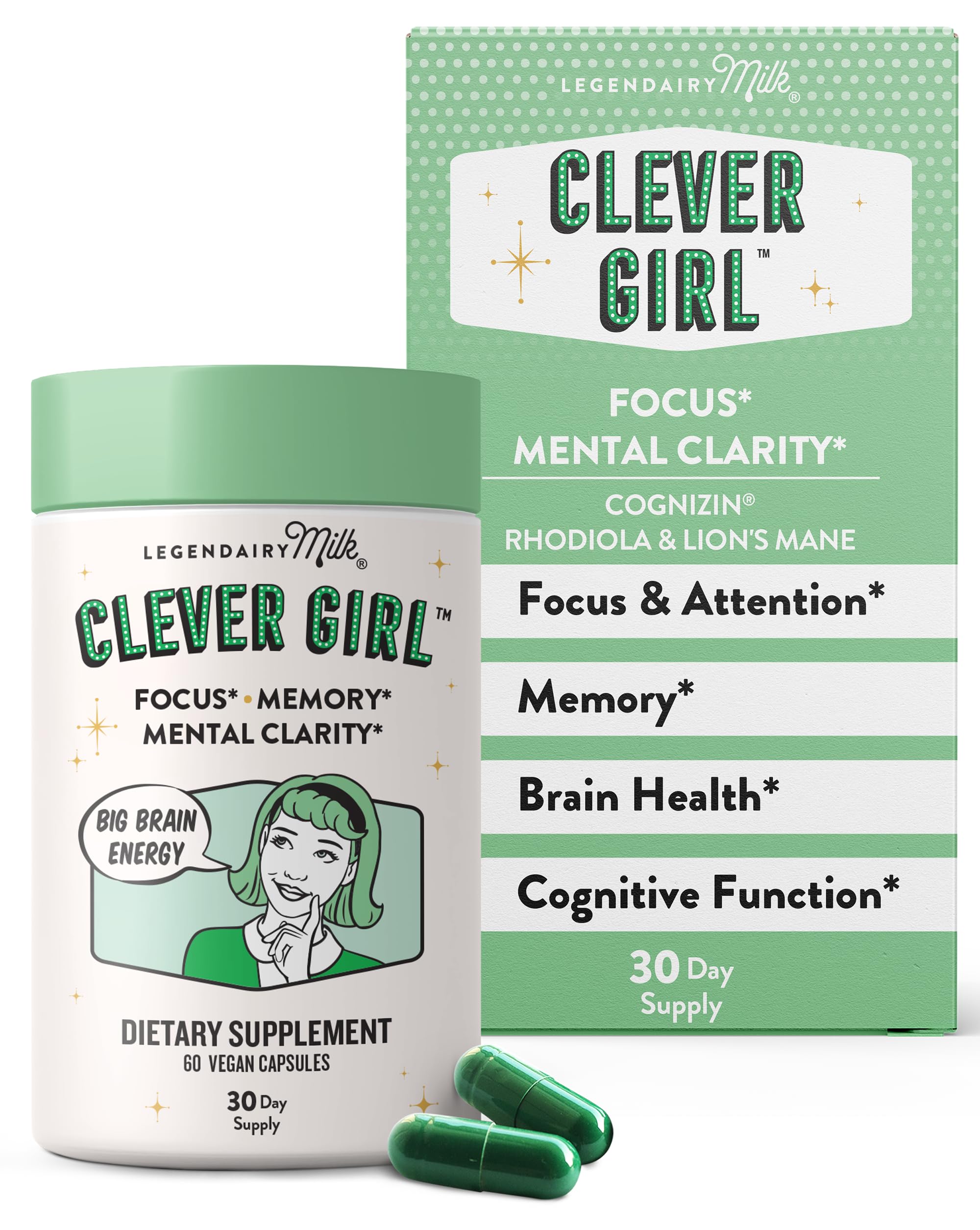 Legendairy Milk Clever Girl - Focus Supplement with Lion’s Mane & Citicoline - Nootropic Lions Mane Supplement for Memory, Focus & Mental Clarity, 30 Servings Legendairy Milk uk supplements