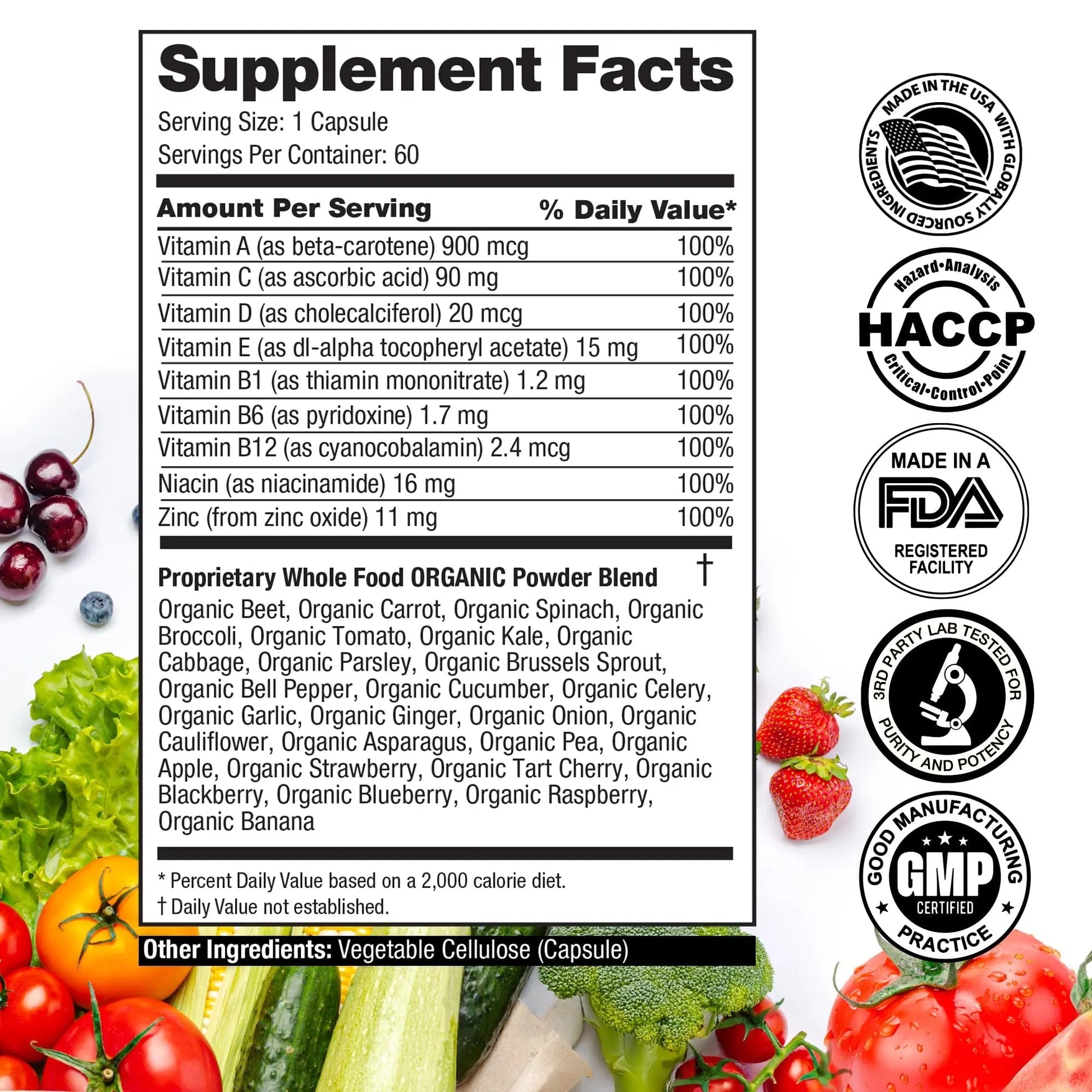FeelGood Superfoods Vita Fruits and Veggies Capsules - 25 Superfood Ingredients, Fruit and Vegetable Multivitamin, 60 Count FeelGood Superfoods uk supplements