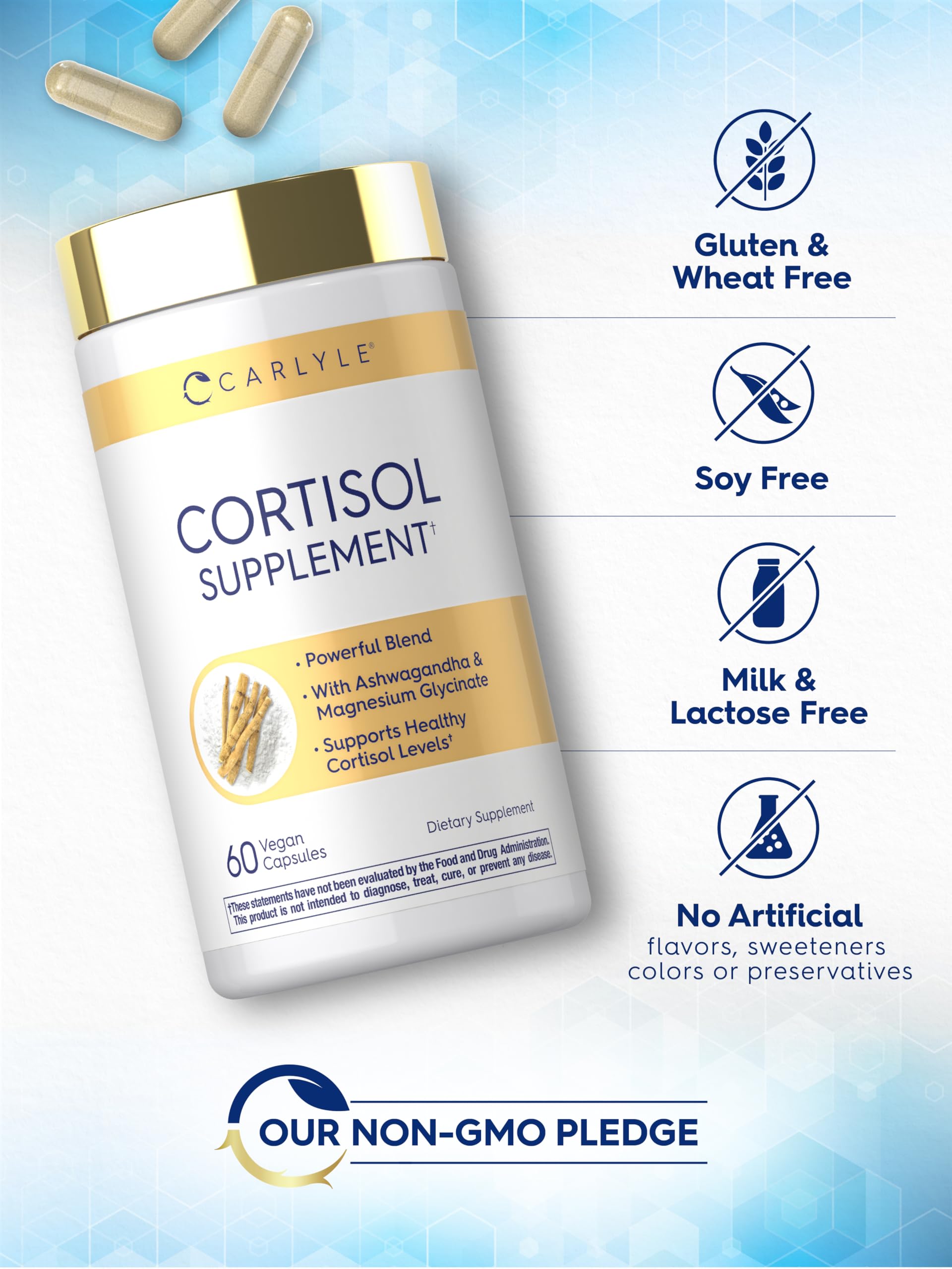Carlyle Cortisol Supplement | 60 Vegan Capsules | Ashwagandha & Magnesium Complex | Non-GMO, Gluten Free Carlyle uk supplements