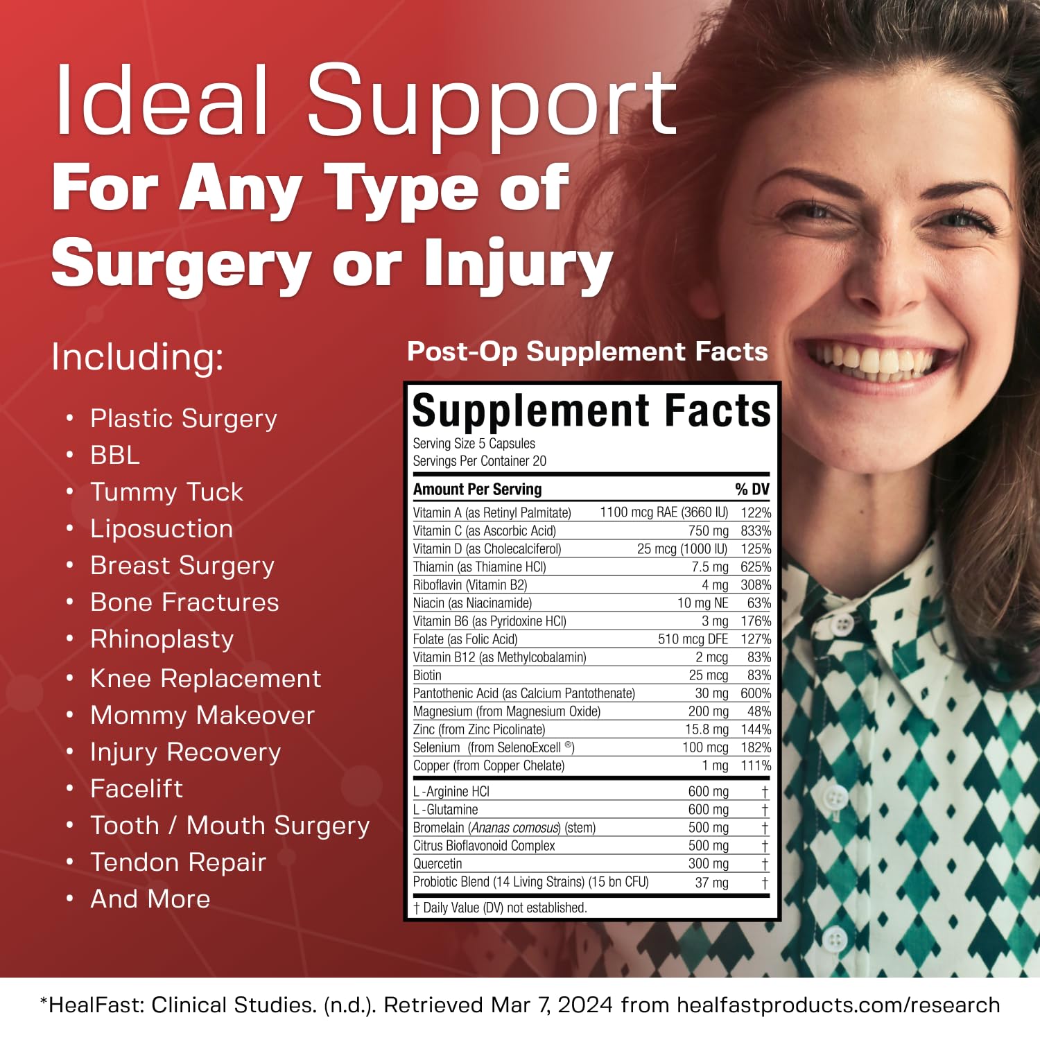 HealFast Complete Surgery & Injury Recovery Supplement: for Wound, Scar Treatment & Bruising w/Vitamins, Bromelain, Quercetin & Probiotics (Pre+Post Op) HealFast uk supplements