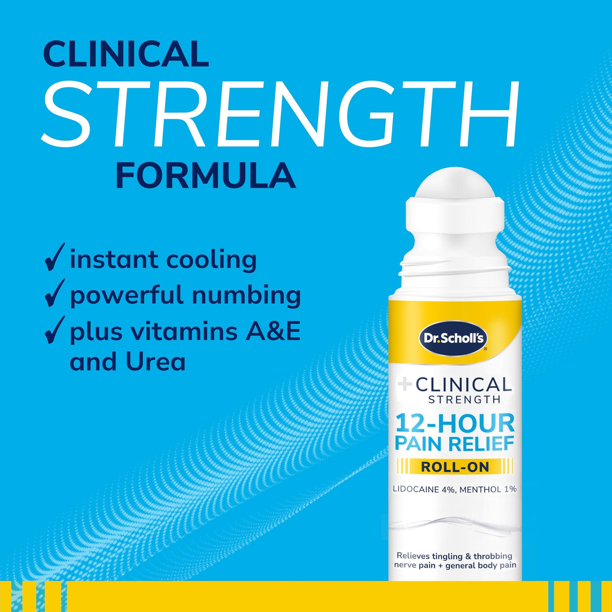 Dr. Scholl’s Clinical Strength 12-Hour Pain Relief Liquid Roll-On, 3 oz - 4% Lidocaine for Powerful Numbing, Instant Cooling Pain Relief with Menthol, Added Urea, Use on Hands, Feet, Neck, Back & Legs Dr. Scholl's uk supplements