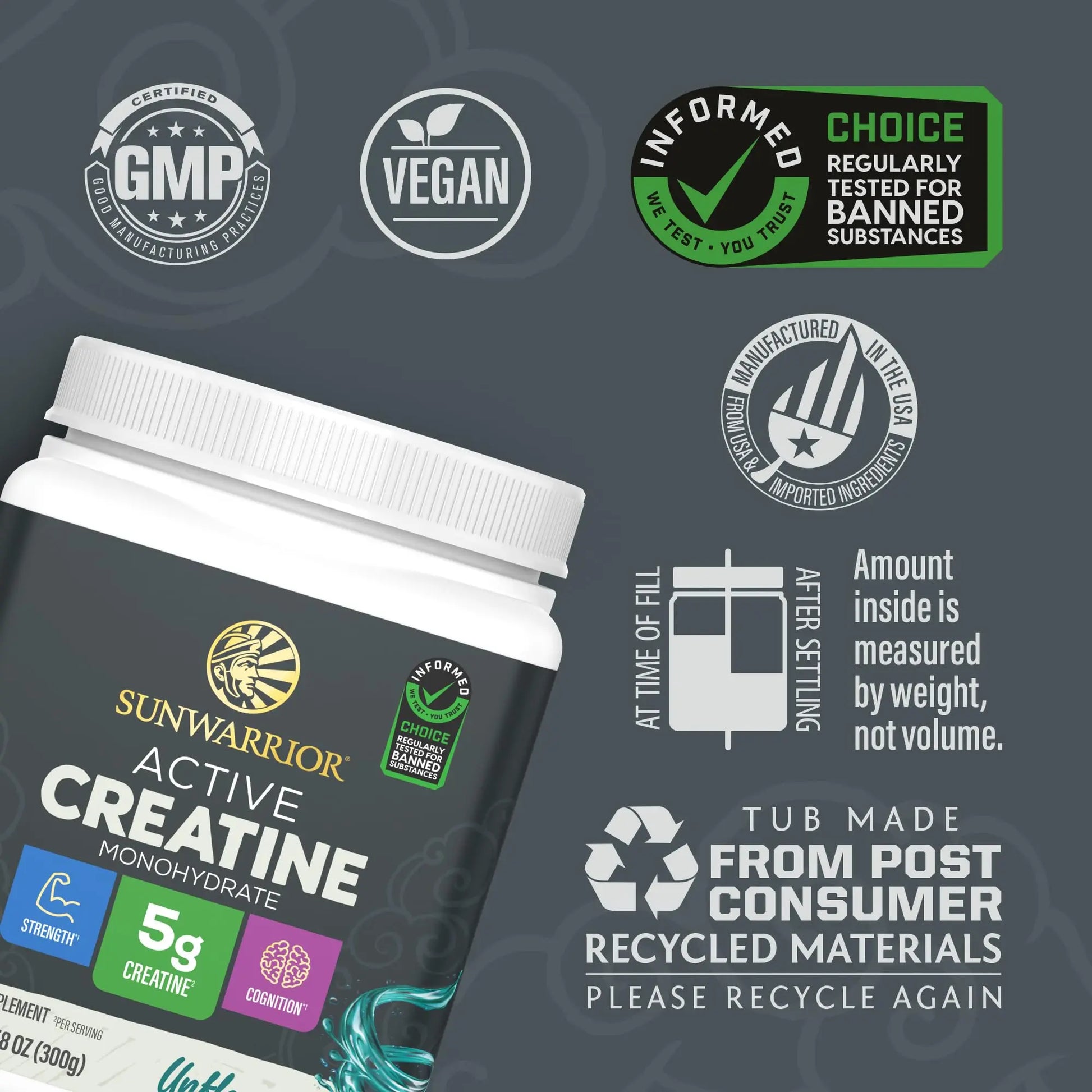 Creatine Monohydrate Powder Micronized PreWorkout Recovery Supplement | Support Muscle Building Strength Training Cognition | Vegan & Keto Friendly Easily Mixes Sunwarrior uk supplements