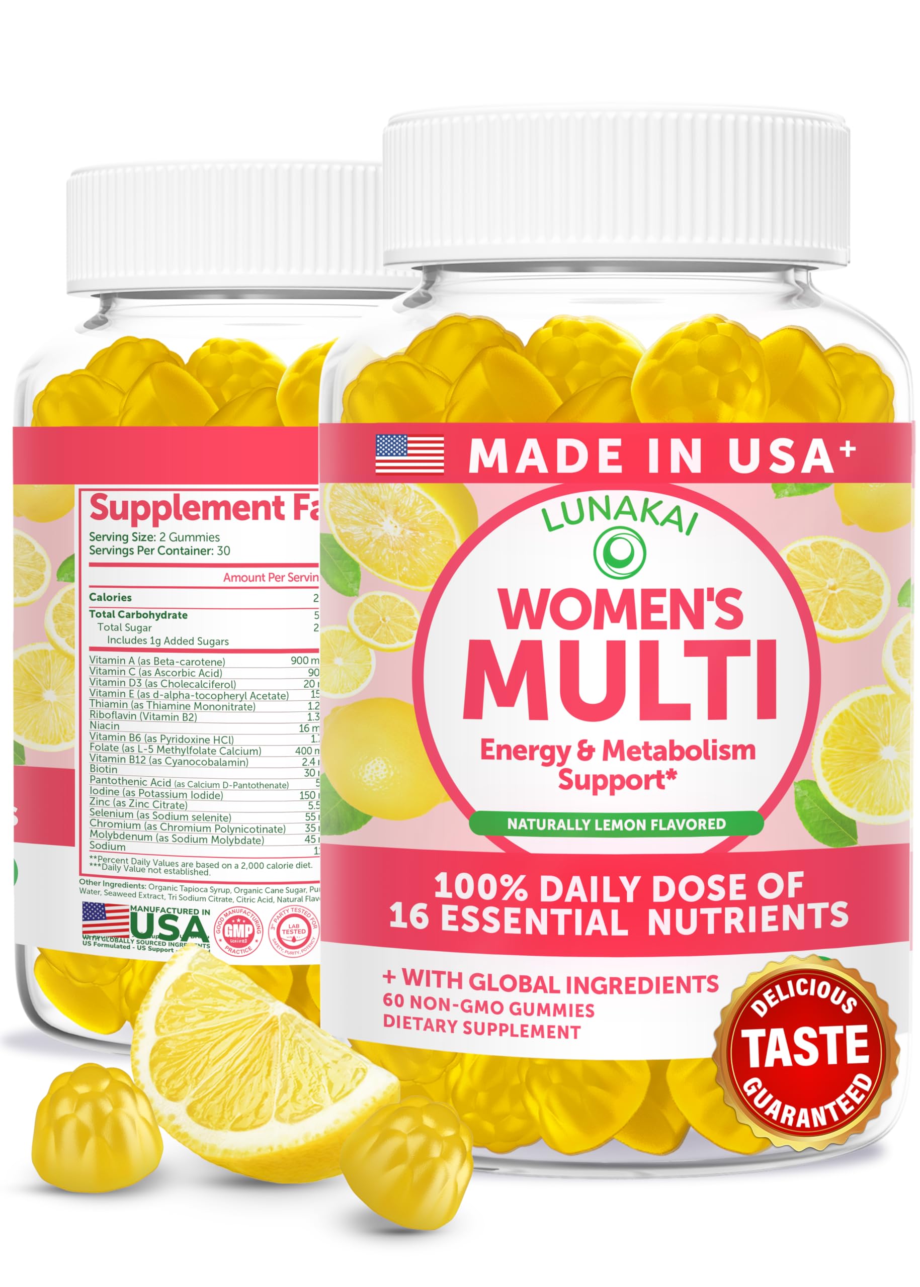 Lunakai USA Made Womens Multivitamin Gummies – Delicious Daily 16 Multi Vitamins for Women – Wellness, Energy & Essential Health Support, 60ct Lunakai uk supplements