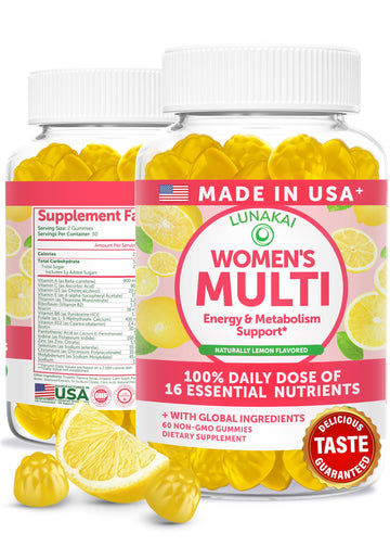Lunakai USA Made Womens Multivitamin Gummies – Delicious Daily 16 Multi Vitamins for Women – Wellness, Energy & Essential Health Support, 60ct Lunakai uk supplements