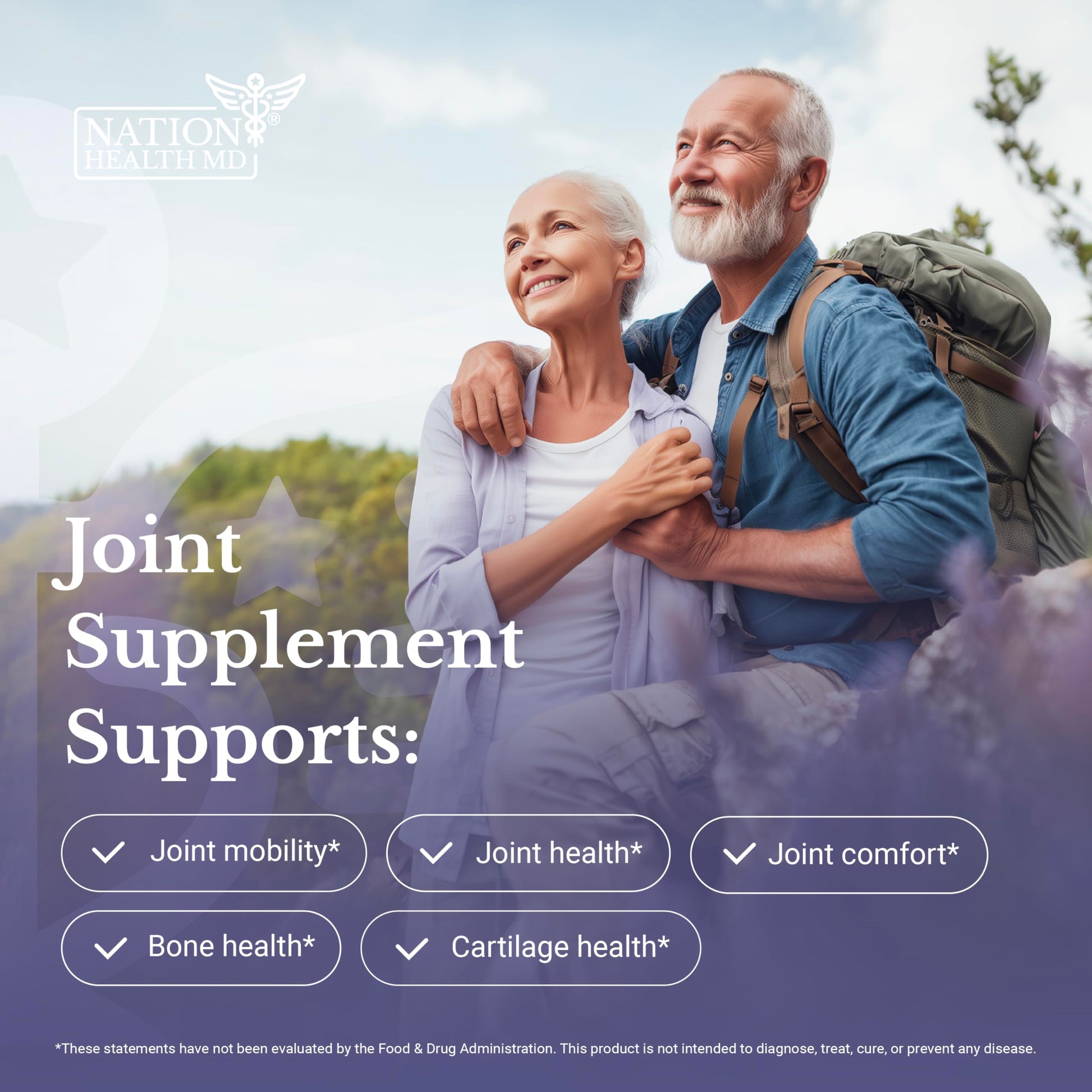 NATION HEALTH MD Joint Complex - Joint & Cartilage Health - Joint Support Supplement with Calcium, NEM Eggshell Membrane, Boswellia Serrata - Knee Supplements for Men & Women, 60 Capsules NATION HEALTH MD uk supplements