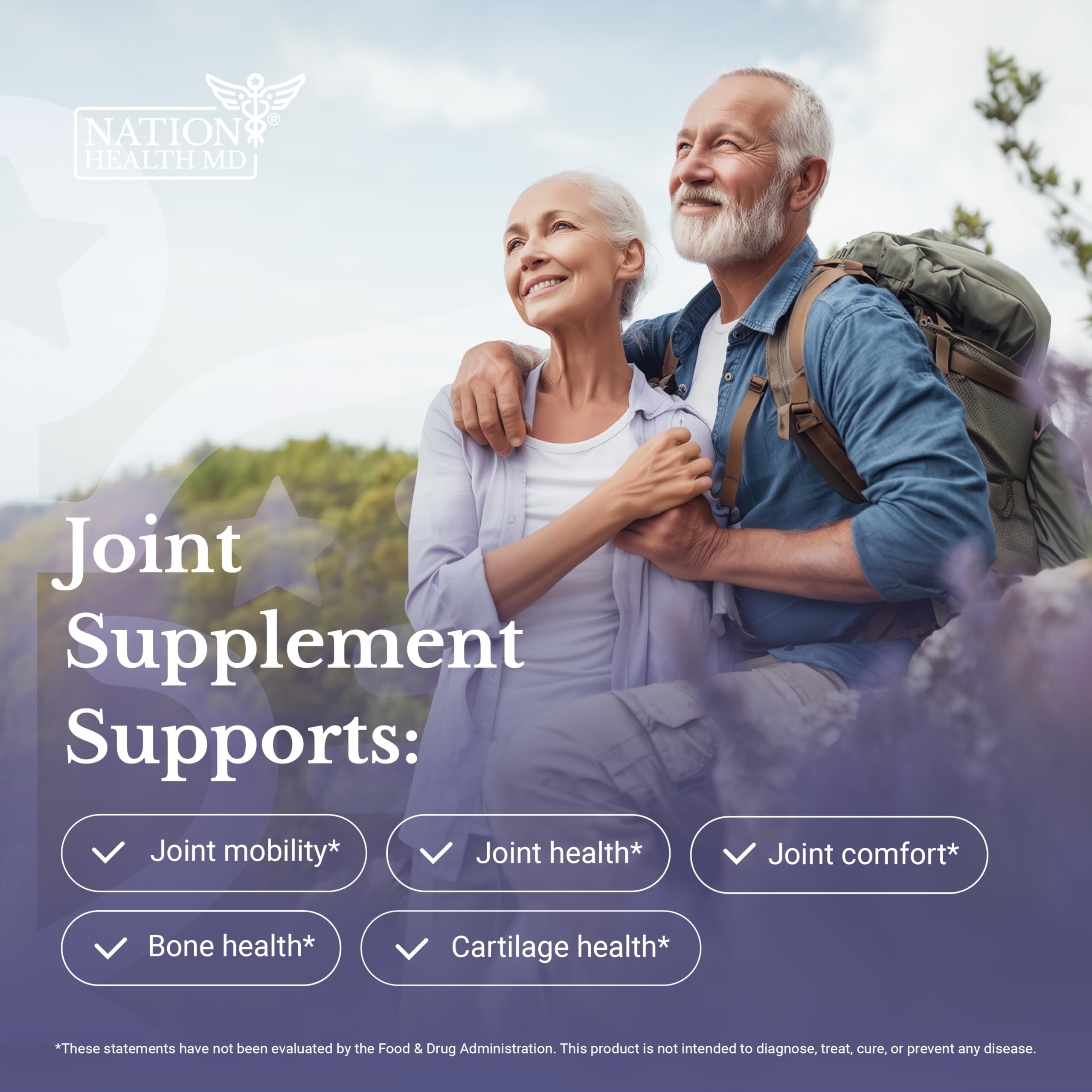 NATION HEALTH MD Joint Complex - Joint & Cartilage Health - Joint Support Supplement with Calcium, NEM Eggshell Membrane, Boswellia Serrata - Knee Supplements for Men & Women, 60 Capsules NATION HEALTH MD uk supplements