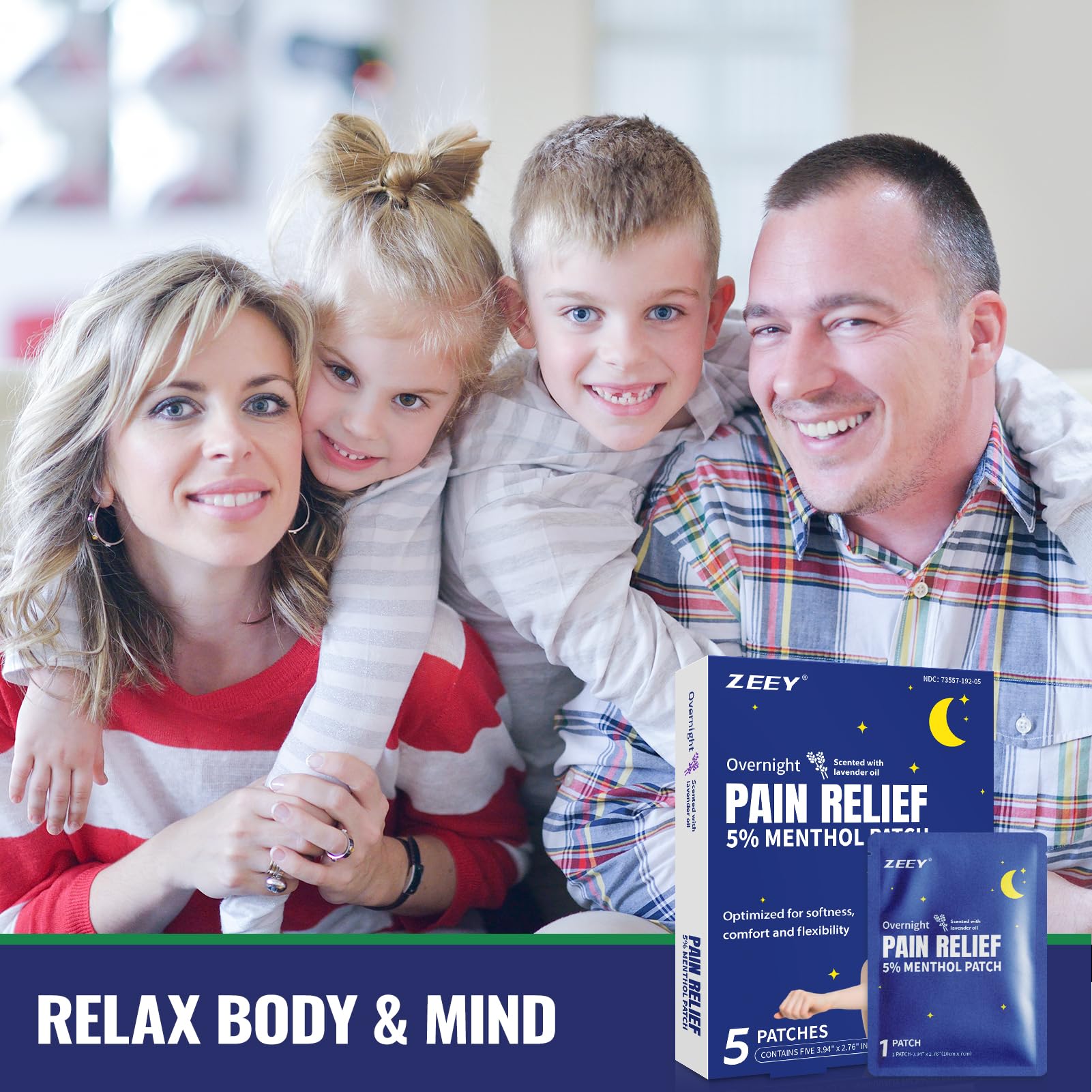 ZEEY 5% Menthol Overnight Pain Relief Patches, French Lavender Oil Pain Patch for Back, Knee, Neck, Shoulders, Joints, Muscle Soreness, Fast Acting, Topical Analgesic, Gel Patch, 3.94" x 2.76", 5Ct ZEEY uk supplements