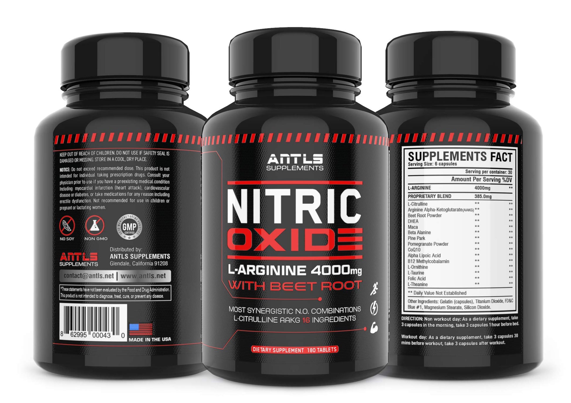 Nitric Oxide Supplement Booster Complex L Arginine 4000mg,L Citrulline, AAKG,Beet Root ANTLS Supplements uk supplements