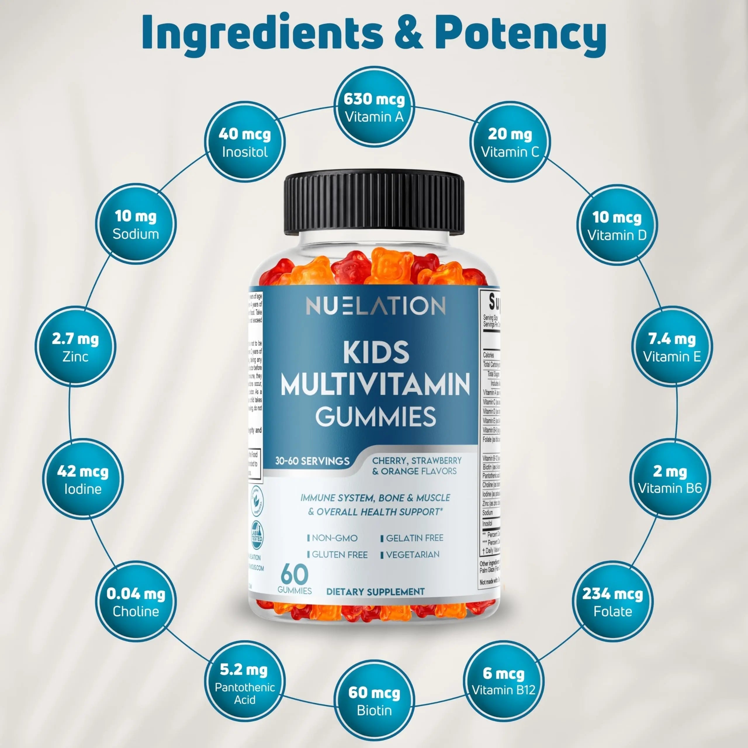 NUELATION Kids Multivitamin Gummies, 30-60 Day Supply with 14 Essential Kids Vitamins & Minerals. Toddler Vitamins for Overall Wellness. Non-GMO, Gelatin-Free, Gluten-Free, Vegetarian Children Vitamin NUELATION uk supplements