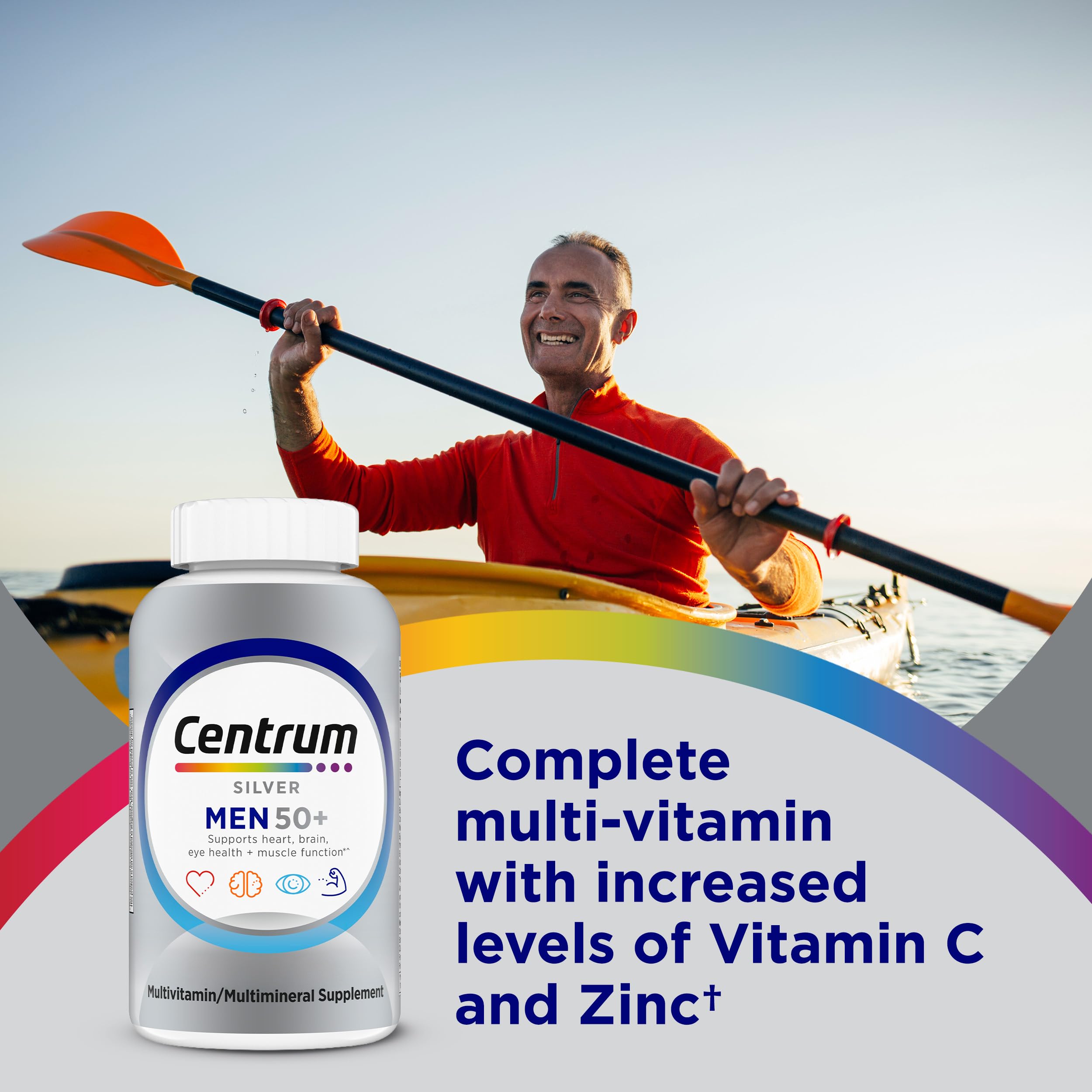Centrum Silver Multivitamin for Men 50 Plus, Multimineral Supplement, Vitamin D3, B-Vitamins and Zinc, Gluten Free, Non-GMO Ingredients, Supports Memory Centrum uk supplements