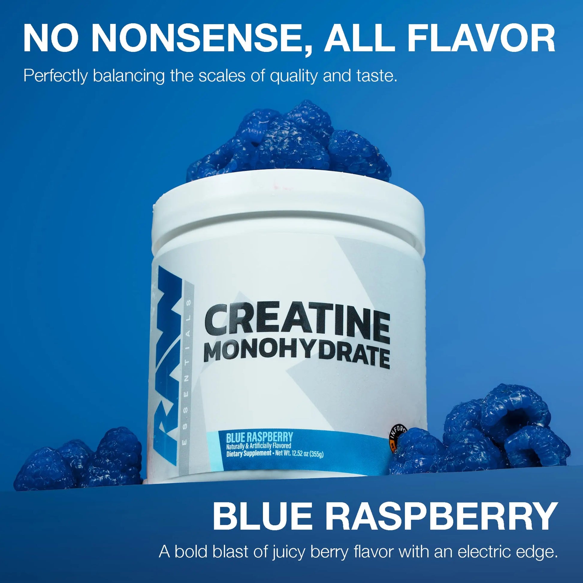 RAW Nutrition Creatine Monohydrate Powder, Blue Raspberry (30 Servings) - Micronized Creatine Monohydrate Supplement for Workout Performance, Build Muscle & Strength RAW uk supplements