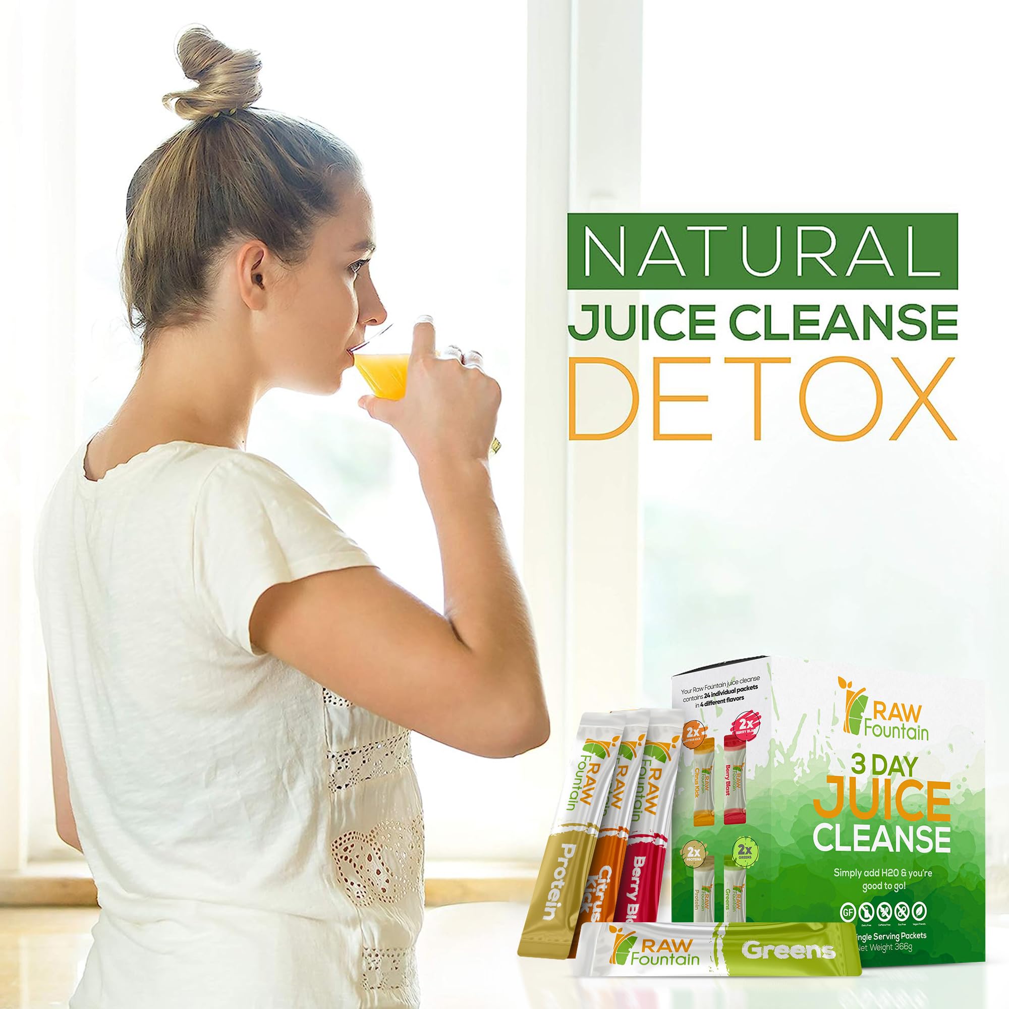 Raw Fountain 3 Day Juice Cleanse Detox, Weight Management Program, 24 Powder Packets Raw Fountain uk supplements