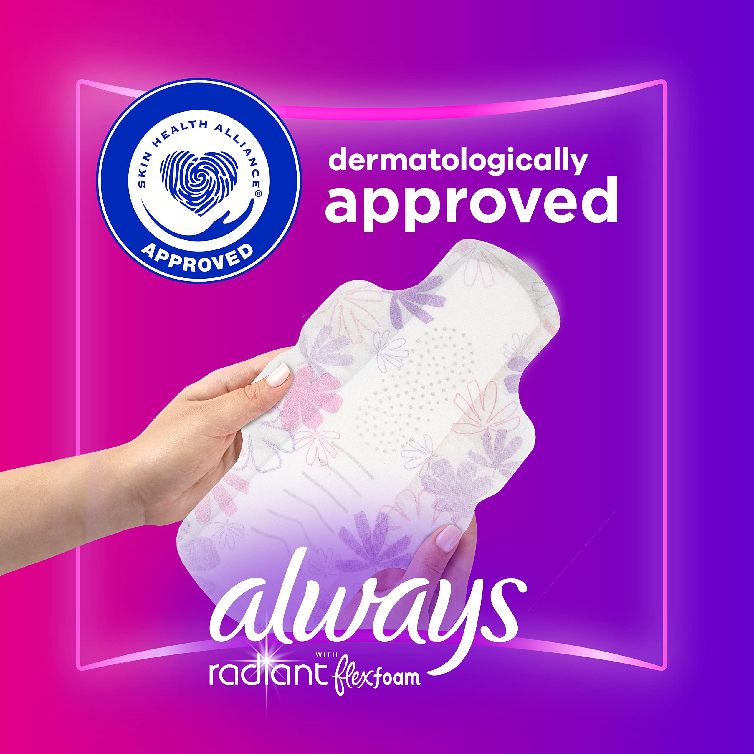 Always Radiant Feminine Pads For Women, Size 3 Extra Heavy Absorbency, With Flexfoam Always uk supplements