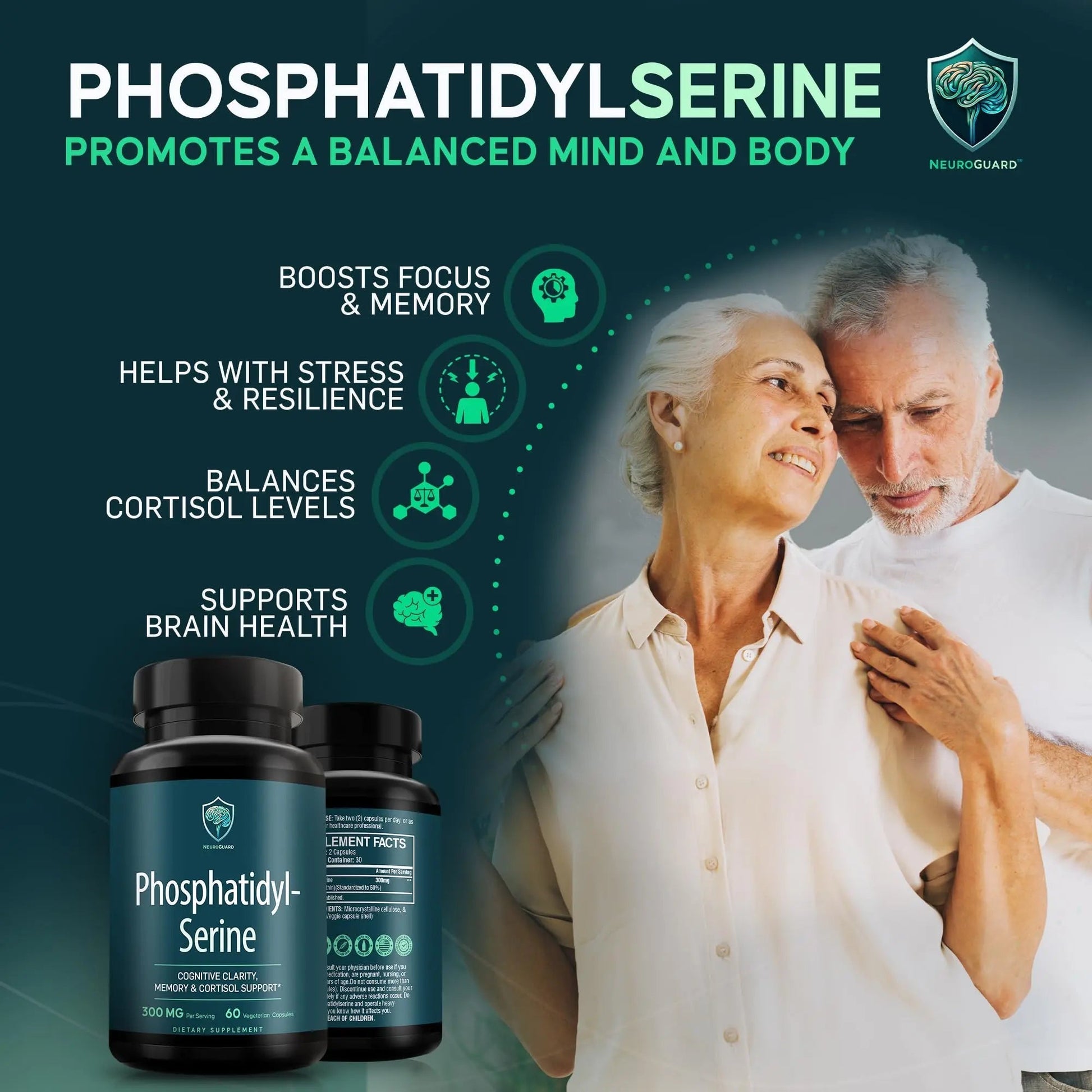 Phosphatidylserine Supplement – Premium Nootropic for Brain Health, Memory, Focus & Stress Support – 300mg Sunflower Lecithin NeuroGuard uk supplements