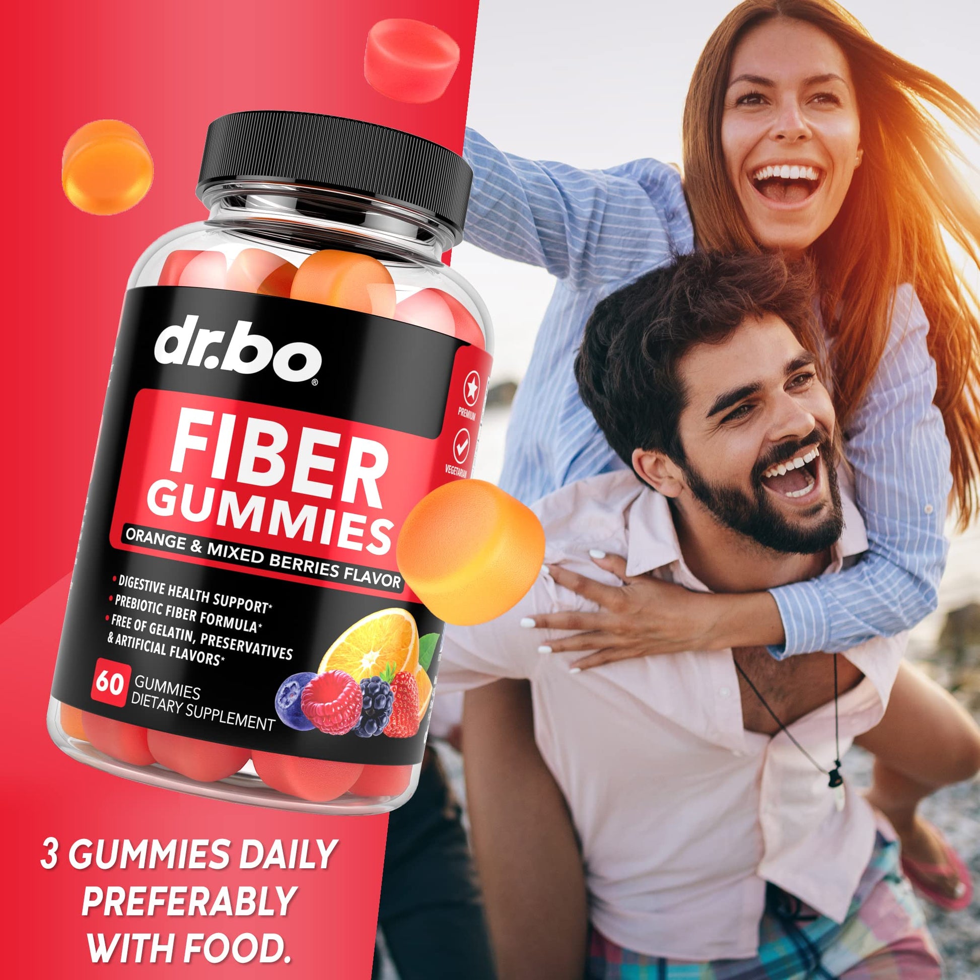 Fiber Gummies for Adults & Kids - Tasty Gummy Prebiotic Fiber Supplement for Max Digest DR. BO uk supplements