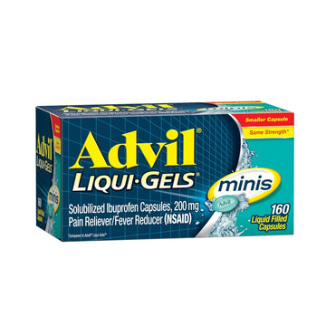 Advil Liqui-Gels Minis Pain Reliever and Fever Reducer, Pain Medicine for Adults with Ibuprofen 200mg for Pain Relief - 160 Liquid Filled Capsules Advil uk supplements
