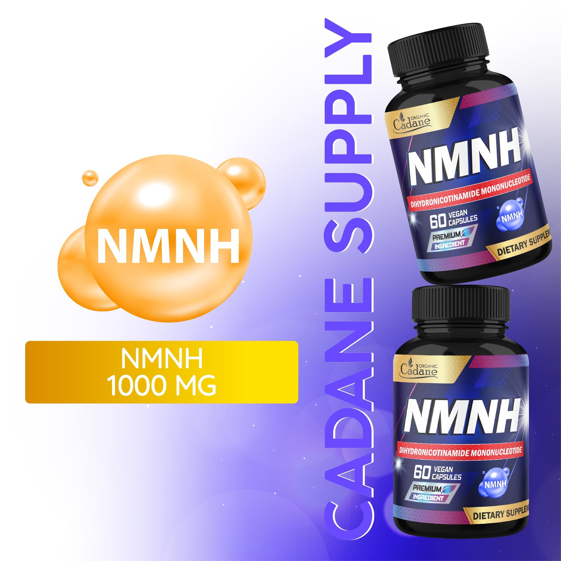 Cadane NMNH Supplement | Support Energy & Healthy Aging | Dihydronicotinamide Mononucleotide | Non-GMO – 60 Capsules – 30-Day Organic Cadane uk supplements