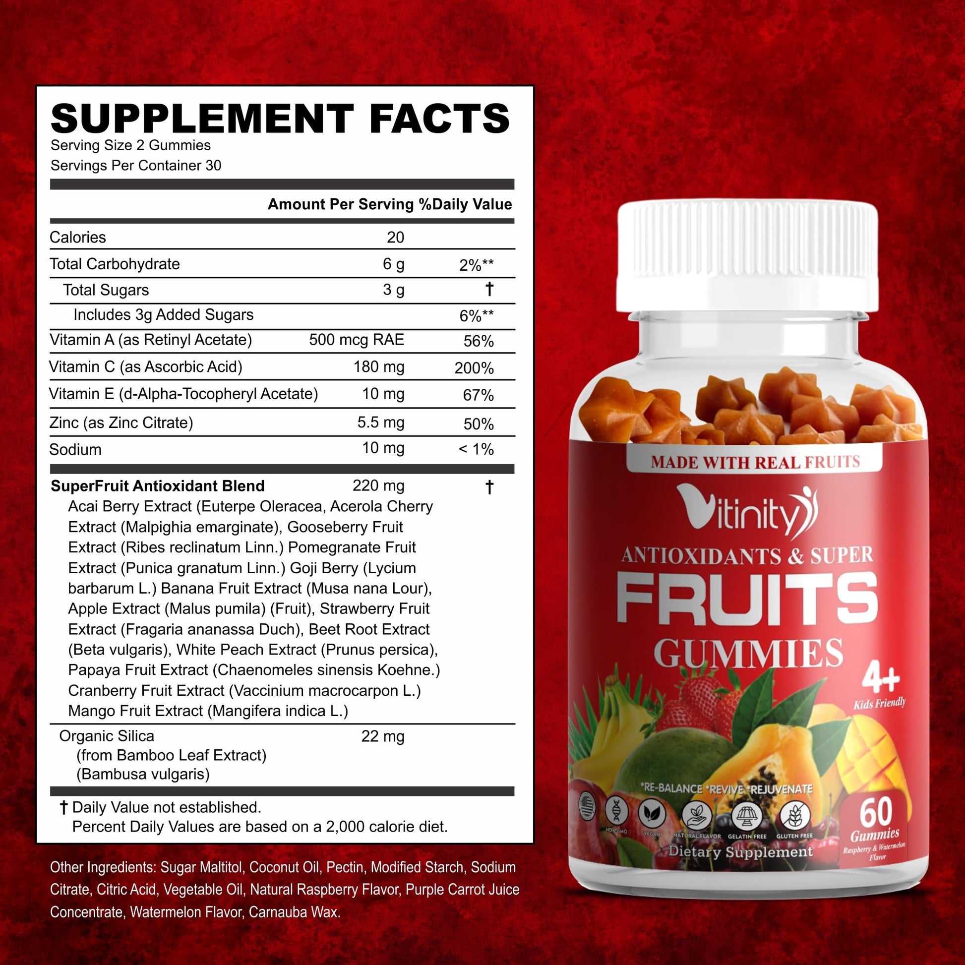 VITINITY Made with Real Super Fruits Delicious Gummy Supplement,Men,Women & Kids VITINITY uk supplements