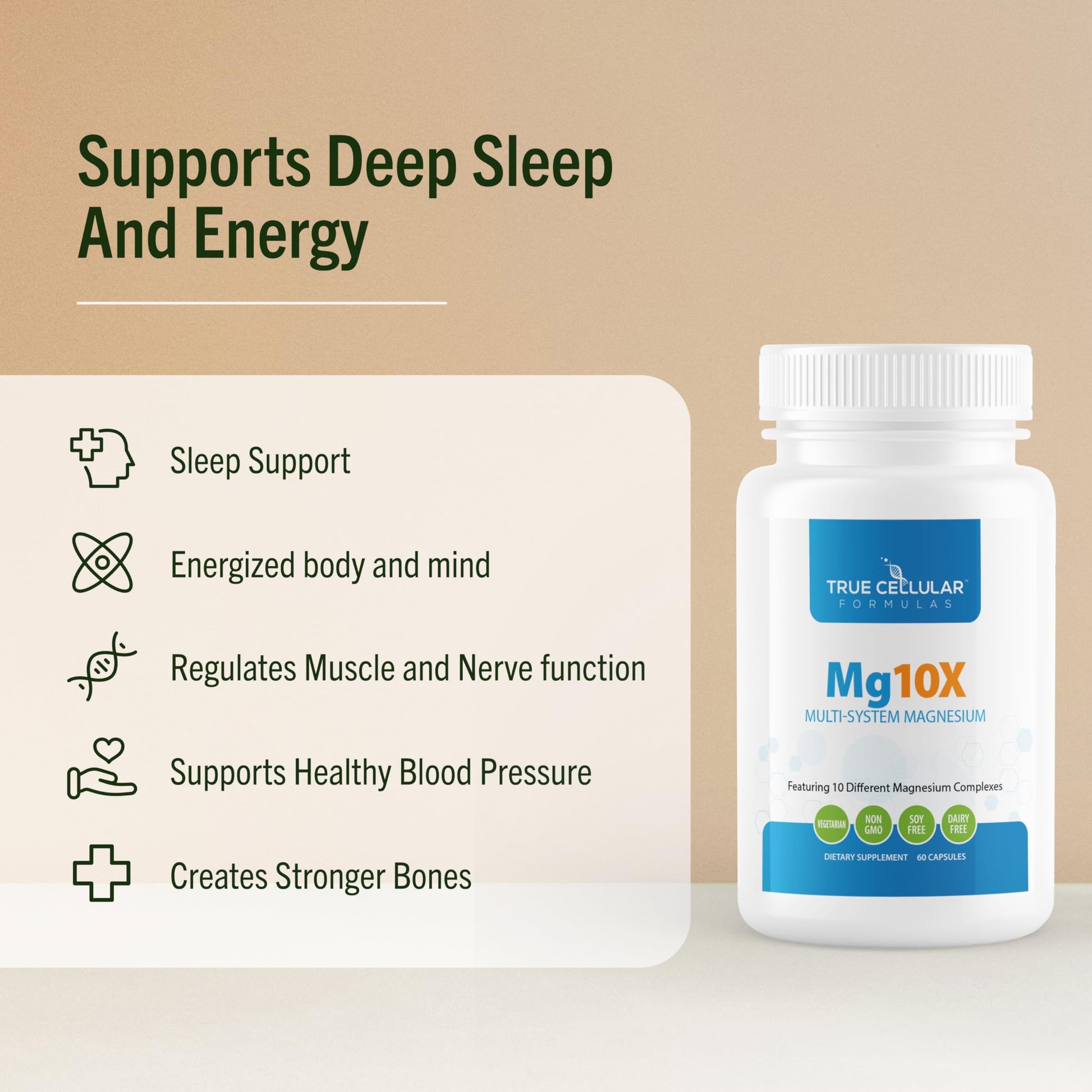 True Cellular Formulas Mg10X Multi-System Magnesium | Supplement to Support Sleep - 60 Capsules | Enhanced Sleep, Immune System & Metabolic Support | Includes Magnesium Glycinate, Citrate and More True Cellular Formulas uk supplements