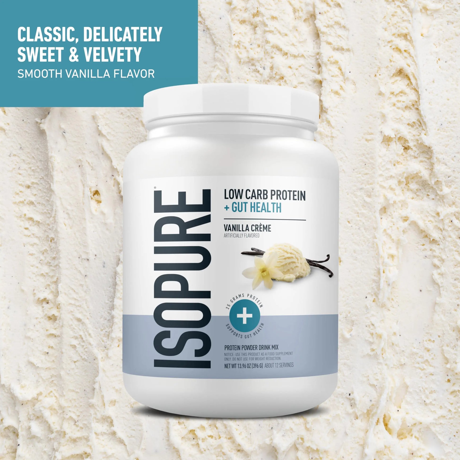 Isopure Protein + Gut Health & Immune Support Powder, Vanilla Crème, 25g Whey Protein with Prebiotics & Vitamins, 12 Servings (Pack of 1) Isopure uk supplements