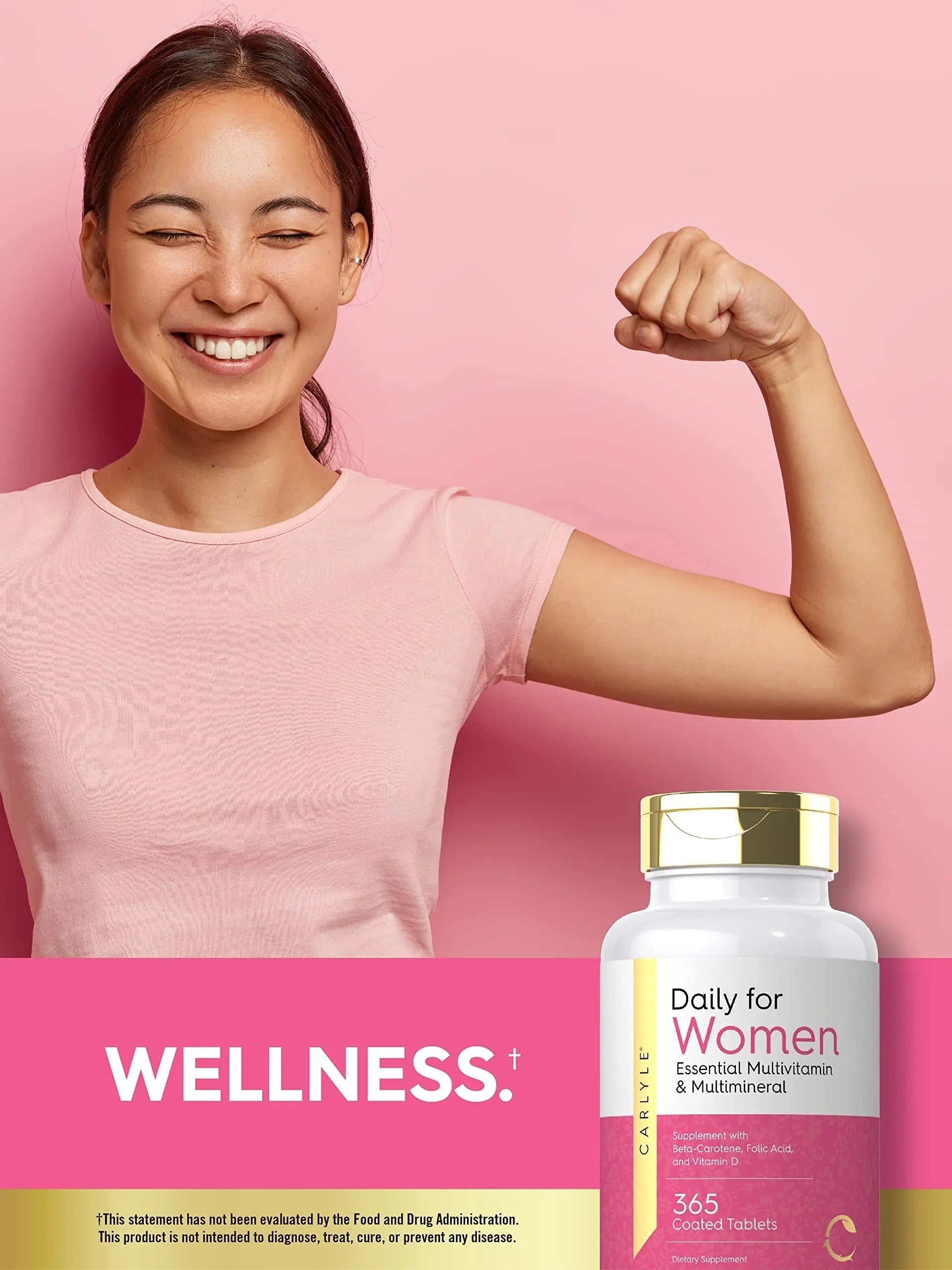 Carlyle Women's Daily Multivitamin and Multimineral Supplement | 365 Tablets | Beta-Carotene, Folic Acid and Vitamin D | Non-GMO, Gluten Free Pills Carlyle uk supplements