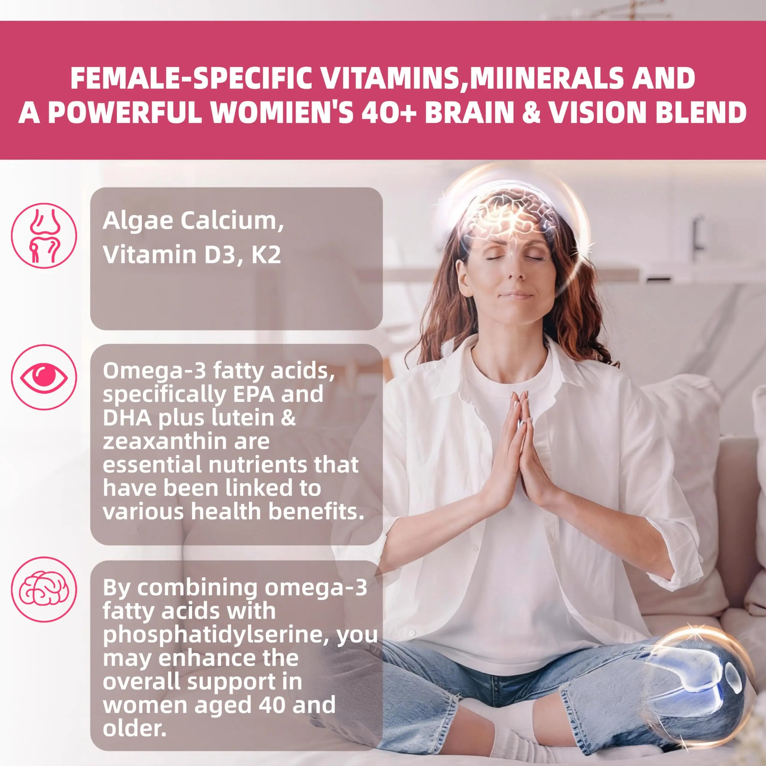 Multivitamin for Women Gummies for 40+ with Omega-3, Niacinamide, B-Complex, Lutein, Iron, Choline, Phosphatidylserine, Vitamin D3 Lerinettia uk supplements