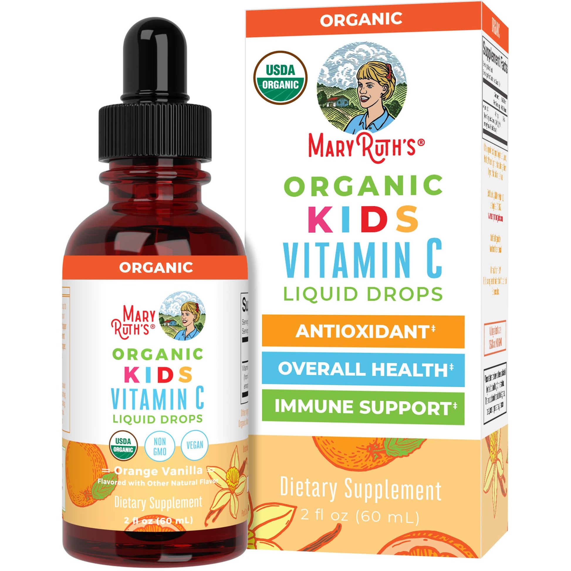 MaryRuth Organics USDA Kids Vitamin C Drops | Vegan Immune Support Supplement for Ages 4-13 | Immune Support & Overall Health | Vitamin C from Organic Acerola Fruit Extract | 2oz MARYRUTH'S uk supplements